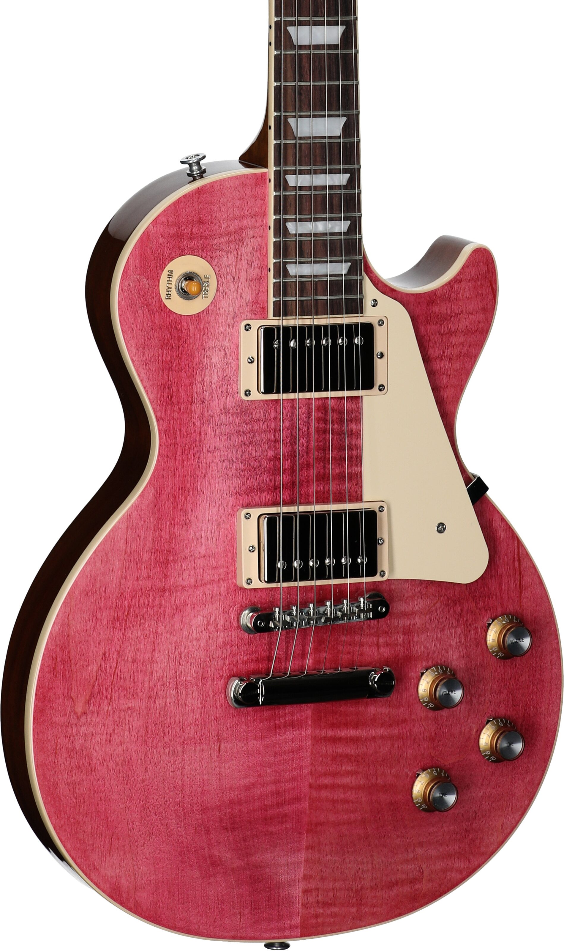 Gibson Les Paul Standard 60s Custom Color Electric Guitar, Figured Top (with Case), Transparent Fuchsia, Serial Number 221930412, Full Left Front