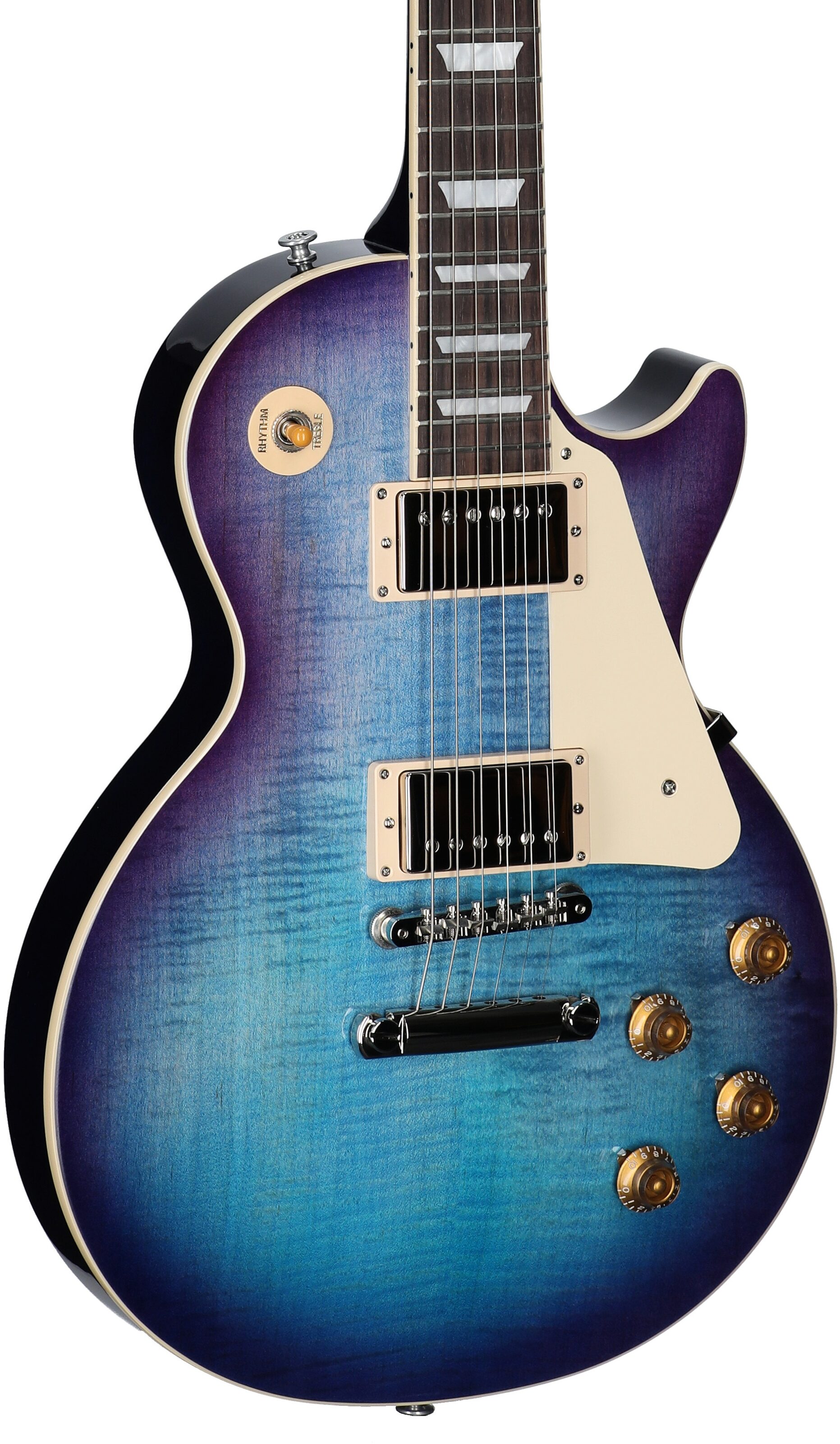 Gibson Les Paul Standard 50s Custom Color Electric Guitar, Figured Top (with Case), Blueberry Burst, Serial Number 224830310, Full Left Front
