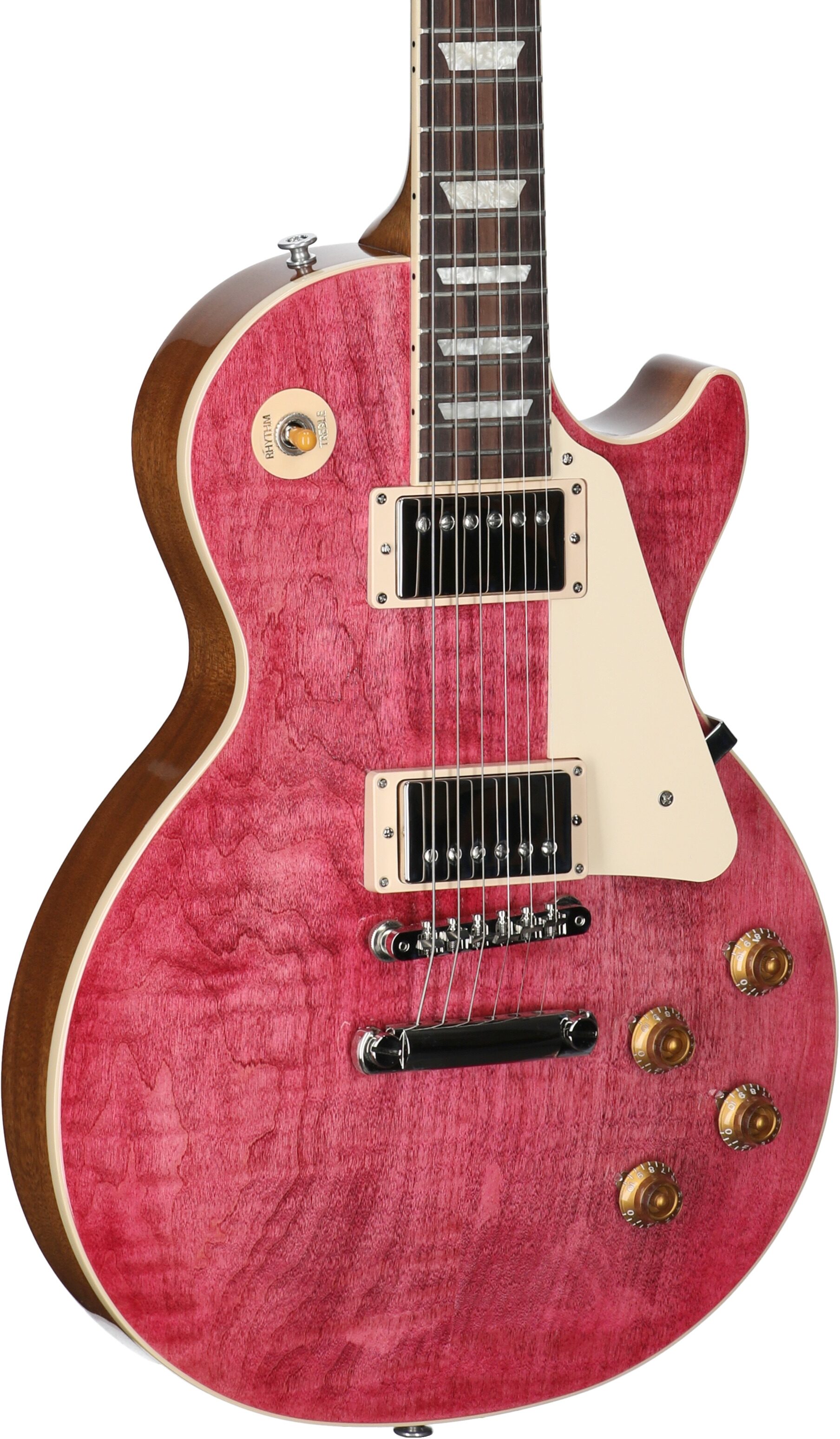 Gibson Les Paul Standard 50s Custom Color Electric Guitar, Figured Top (with Case), Transparent Fuchsia, Serial Number 227030200, Full Left Front
