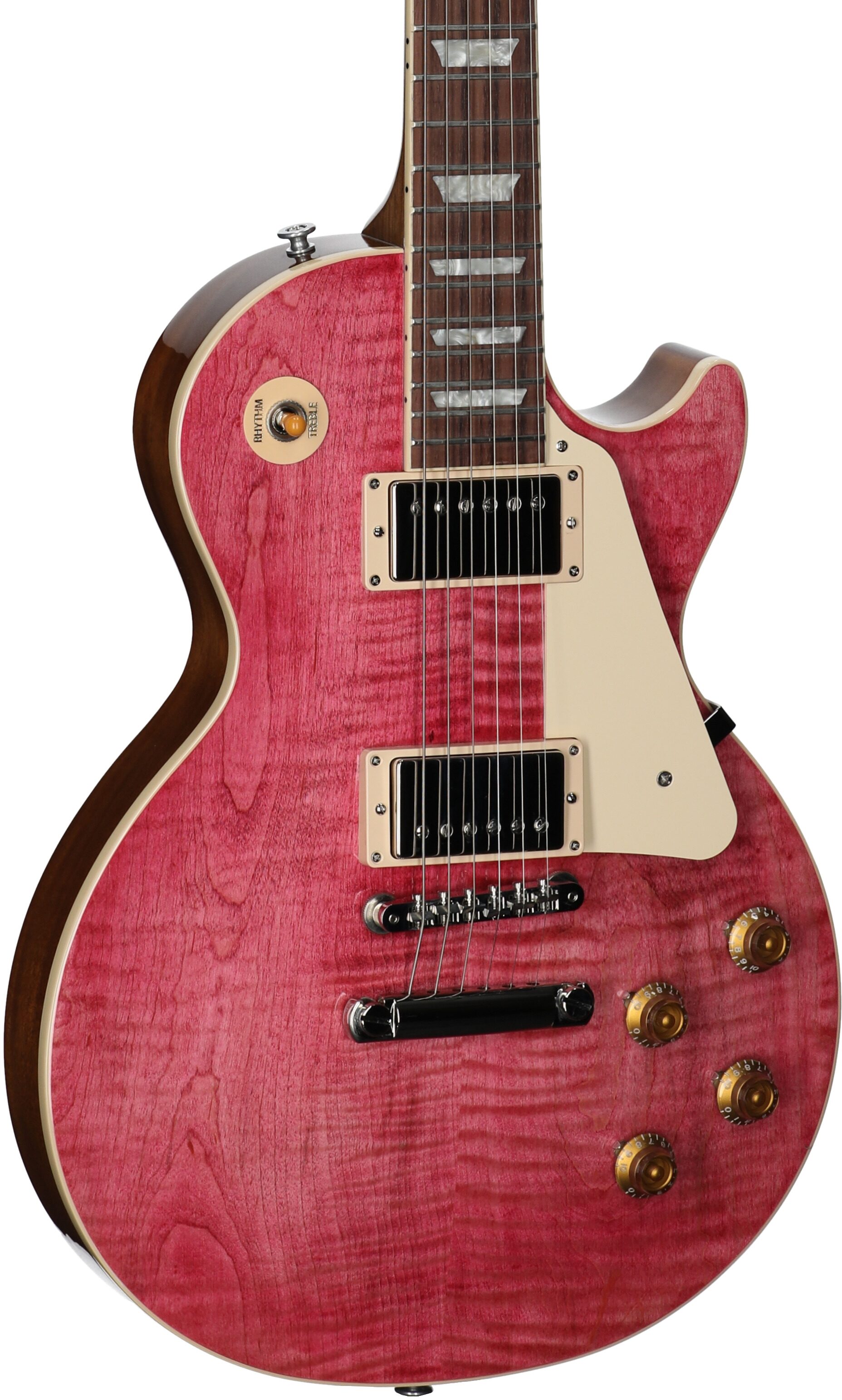Gibson Les Paul Standard 50s Custom Color Electric Guitar, Figured Top (with Case), Transparent Fuchsia, Serial Number 227630331, Full Left Front