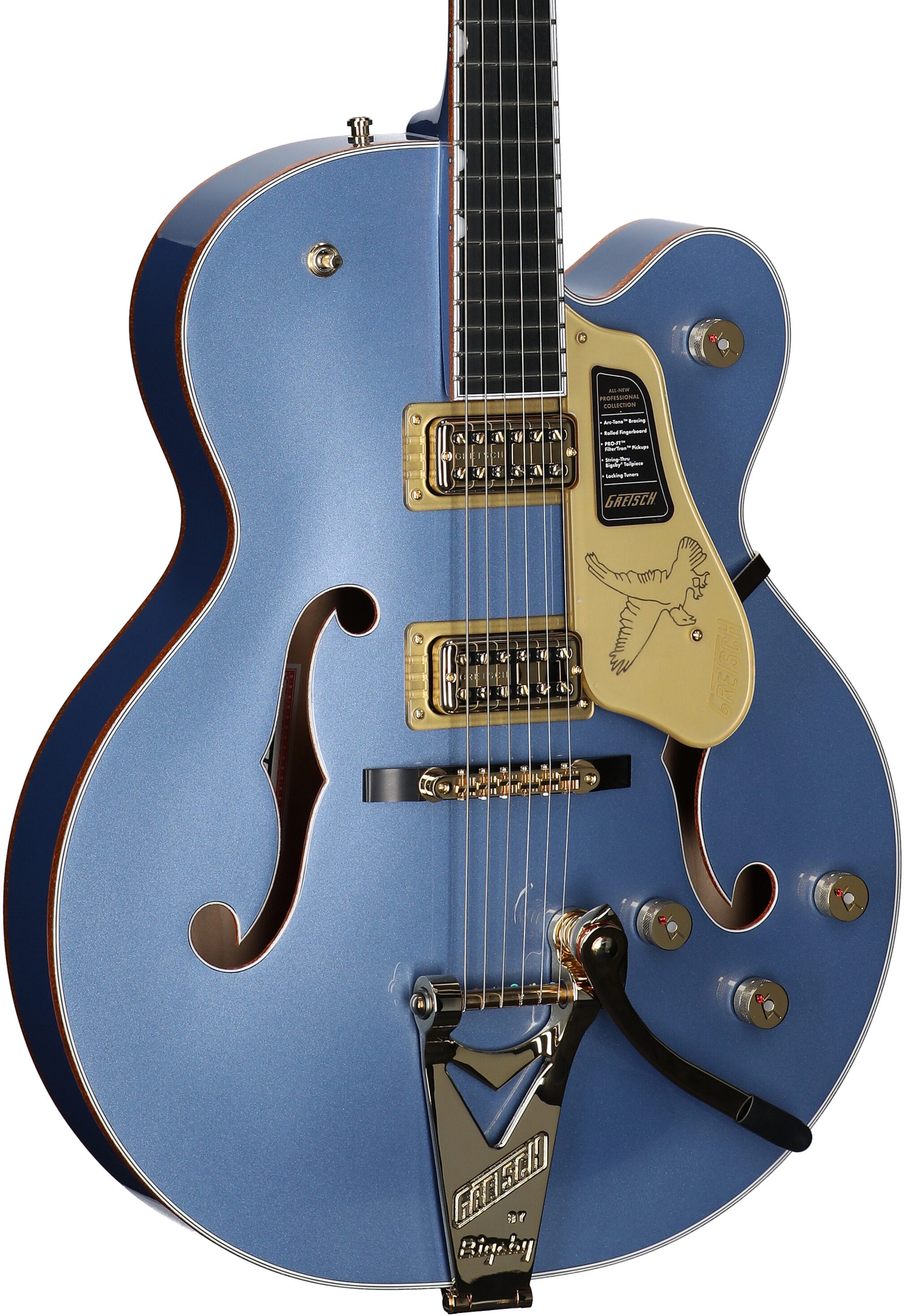 Gretsch Pro Series Falcon Electric Guitar (with Case), Cerulean Smoke, Serial Number JT24103596, Full Left Front