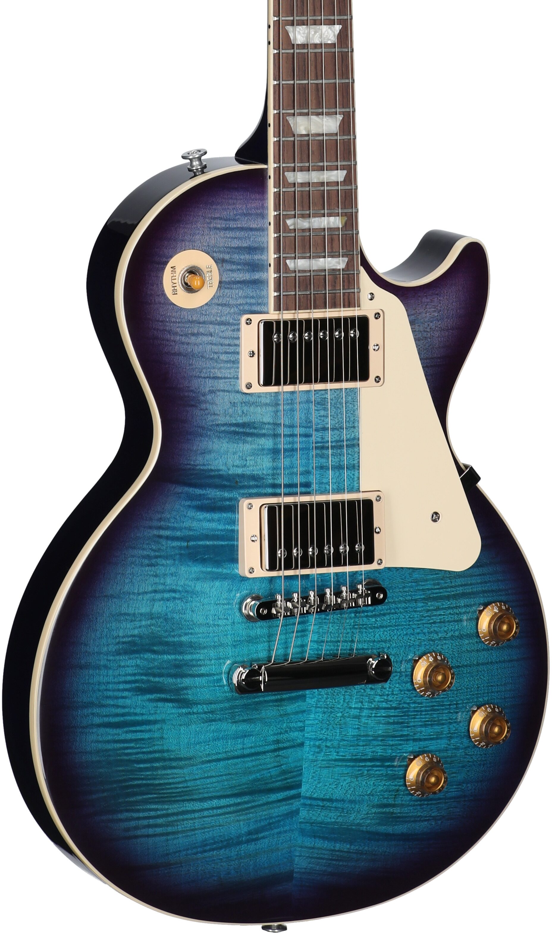 Gibson Les Paul Standard 50s Custom Color Electric Guitar, Figured Top (with Case), Blueberry Burst, Serial Number 226830269, Full Left Front