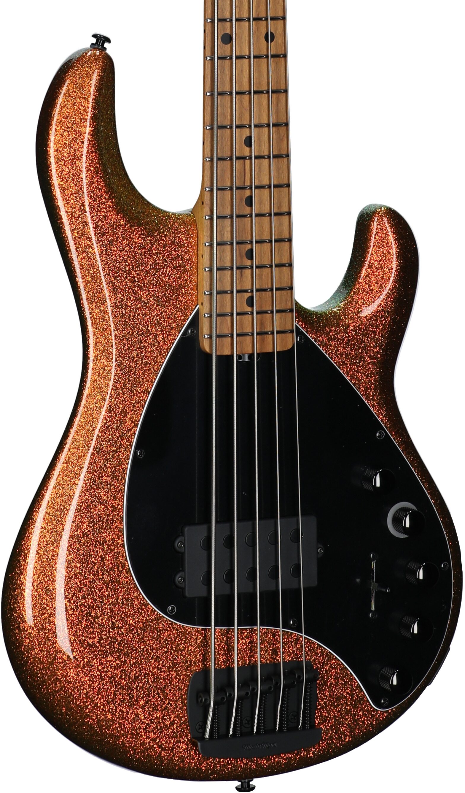 Ernie Ball Music Man DarkRay 5 Electric Bass Guitar (with Case), Gold Bar, Serial Number S11876, Full Left Front