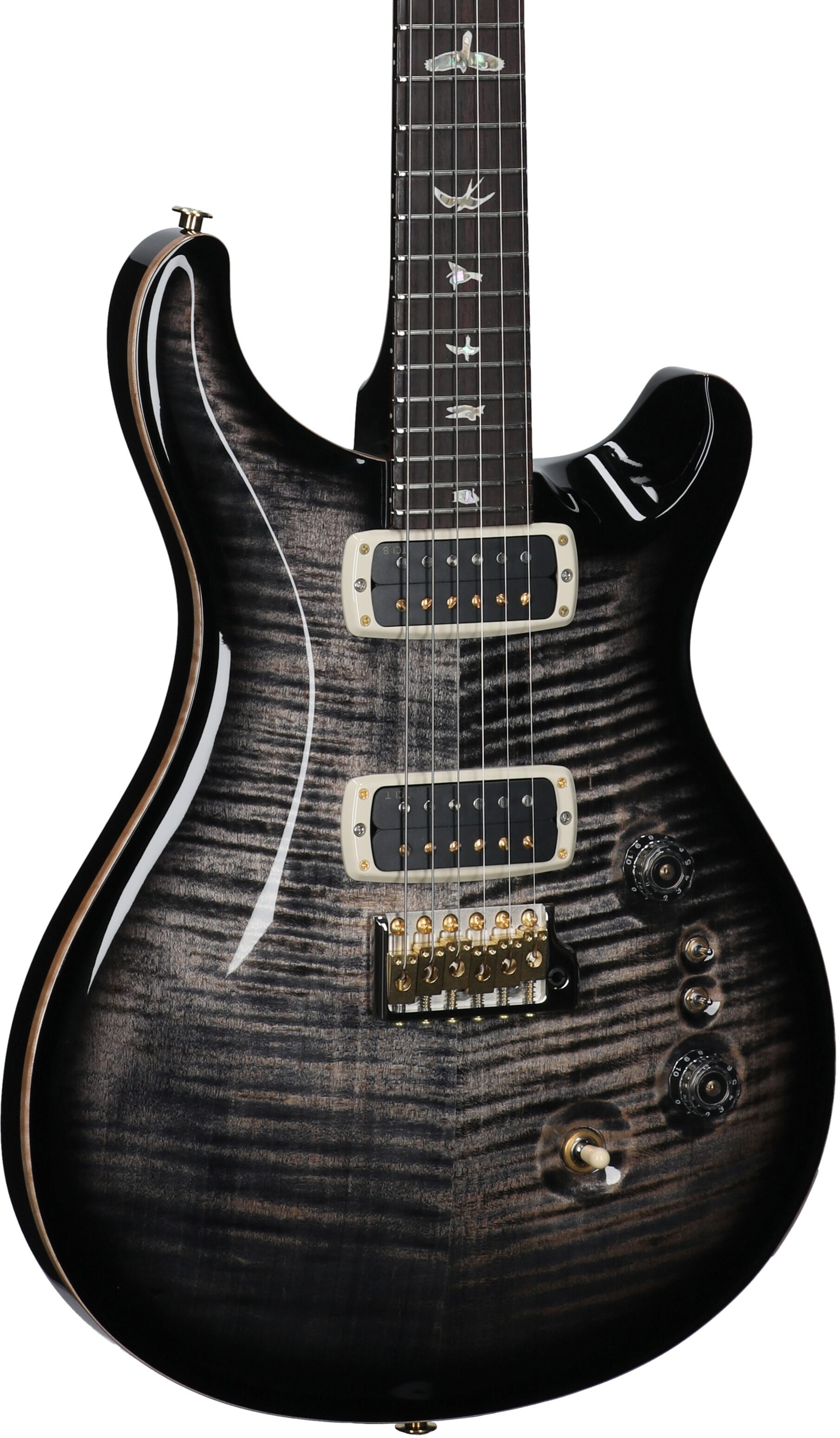 PRS Paul Reed Smith Custom 24-08 10-Top Pattern Thin Electric Guitar (with Case), Charcoal Burst, Serial Number 0399118, Full Left Front