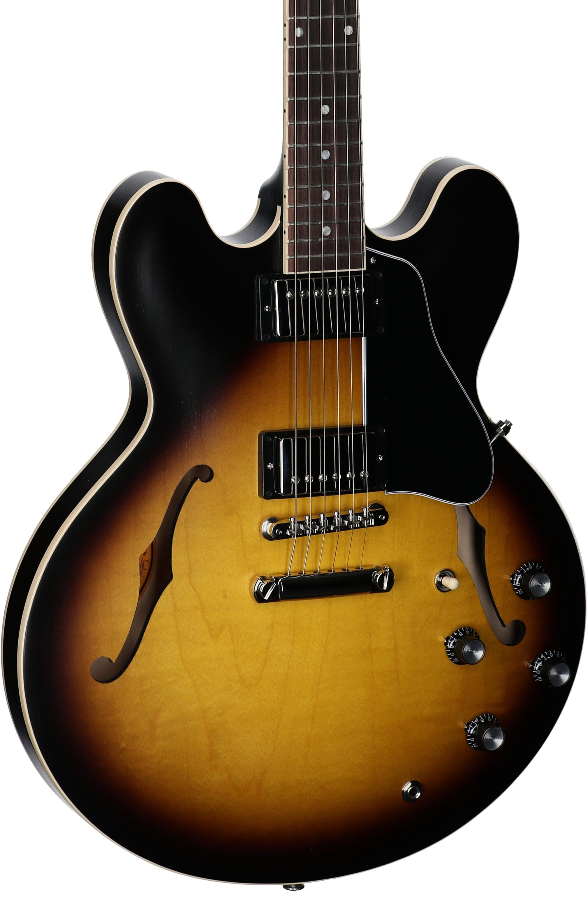 Gibson ES-335 Dot Satin Electric Guitar (with Case), Vintage Burst, Serial Number 202350358, Full Left Front