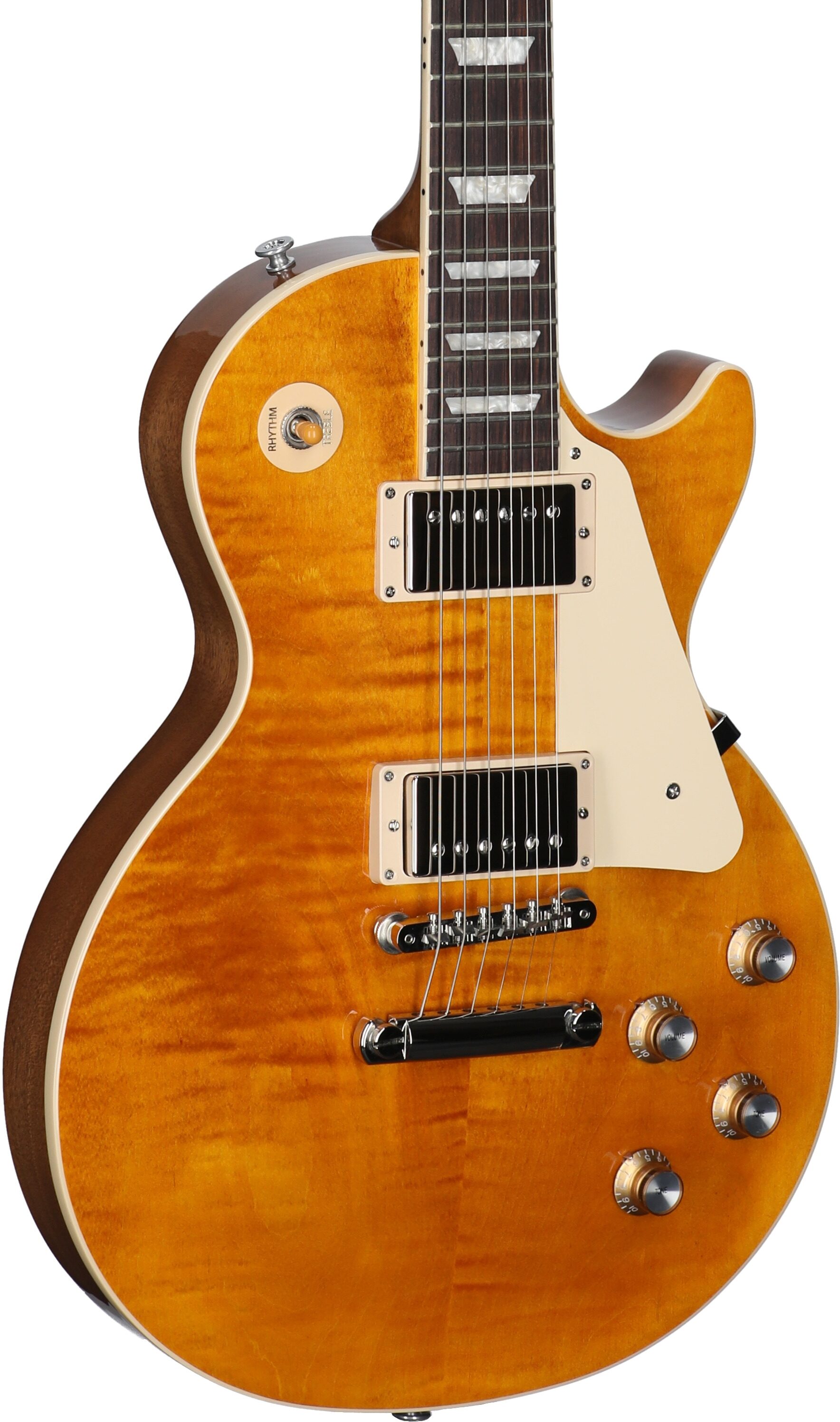 Gibson Les Paul Standard 60s Custom Color Electric Guitar, Figured Top (with Case), Honey Amber, Serial Number 203050234, Full Left Front