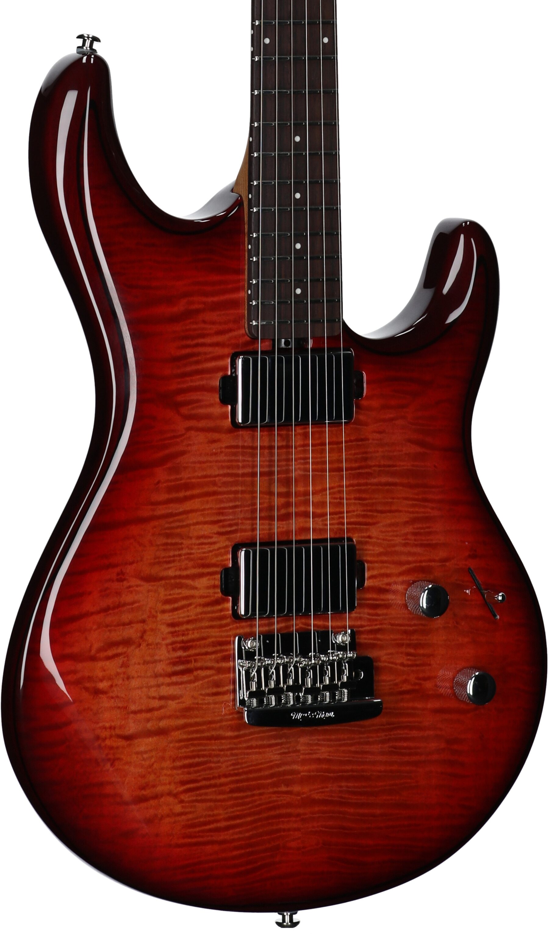 Ernie Ball Music Man Maple Top Luke 4 HH Electric Guitar (with Gig Bag), Afterburn, Serial Number H08890, Full Left Front