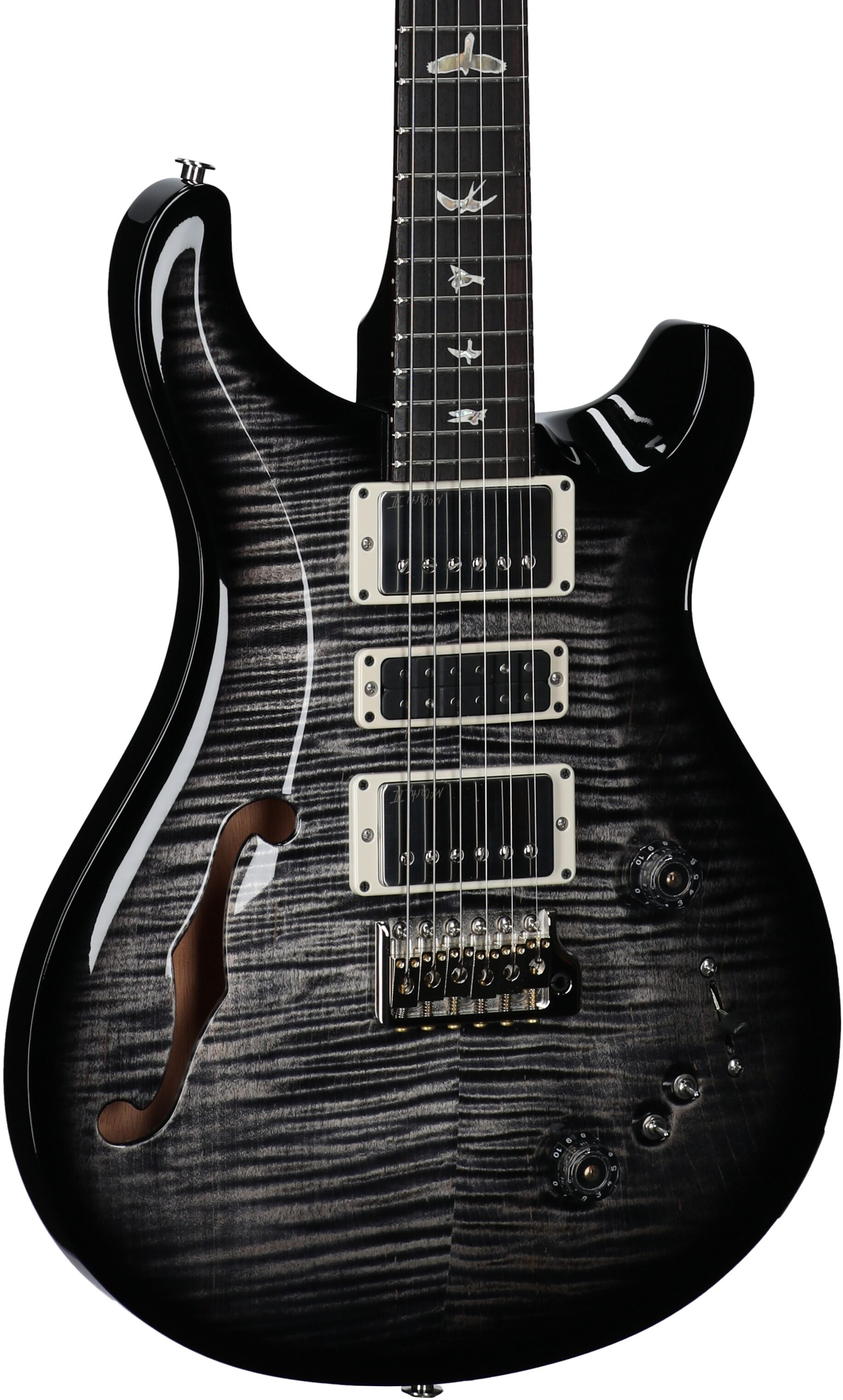 PRS Paul Reed Smith Special Semi-Hollowbody Electric Guitar (with Case), Charcoal Wraparound Smoke, Serial Number 0401994, Full Left Front