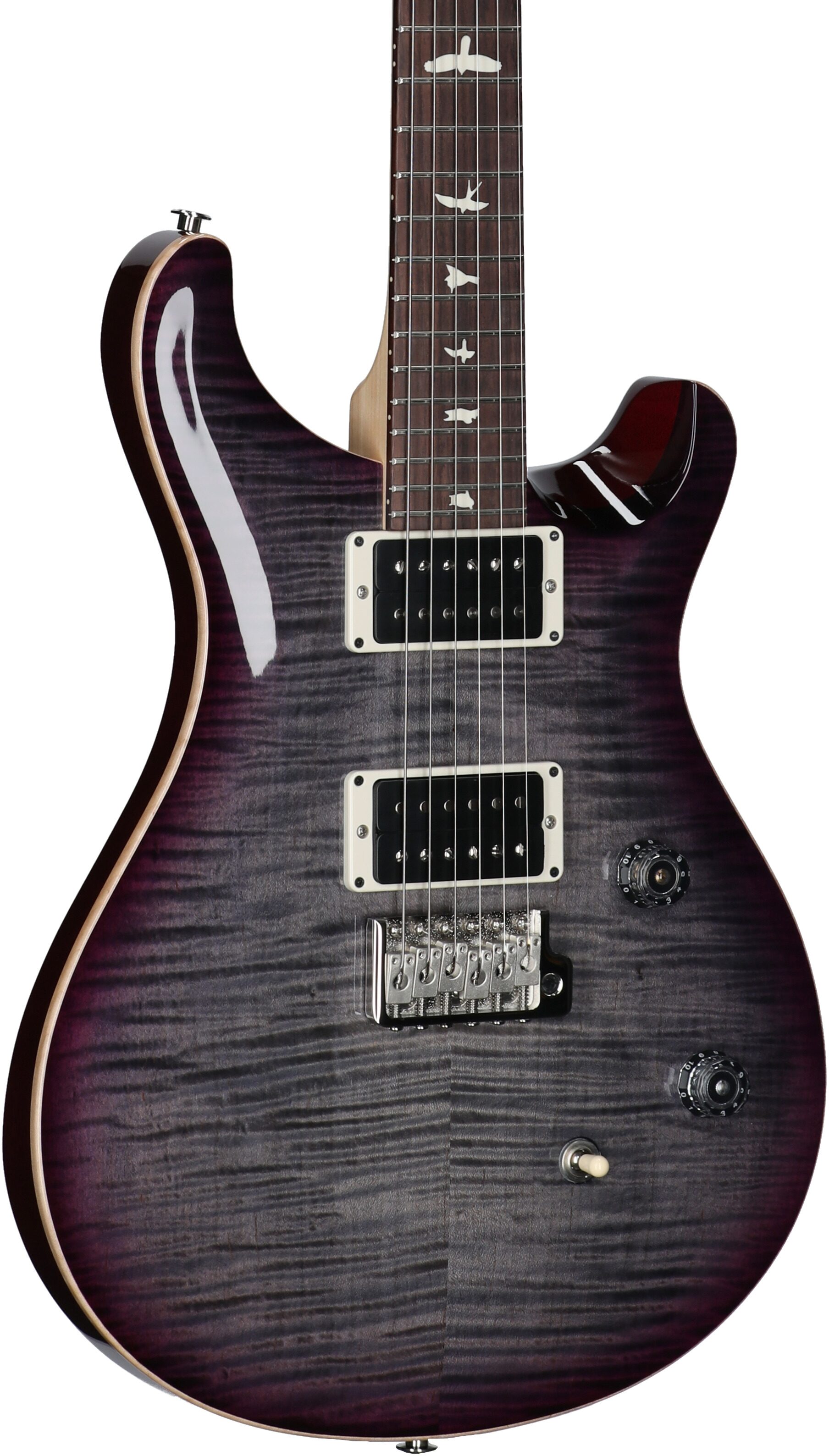 PRS Paul Reed Smith CE24 Electric Guitar (with Gig Bag), Faded Gray Black Purple Burst, Serial Number 0402518, Full Left Front