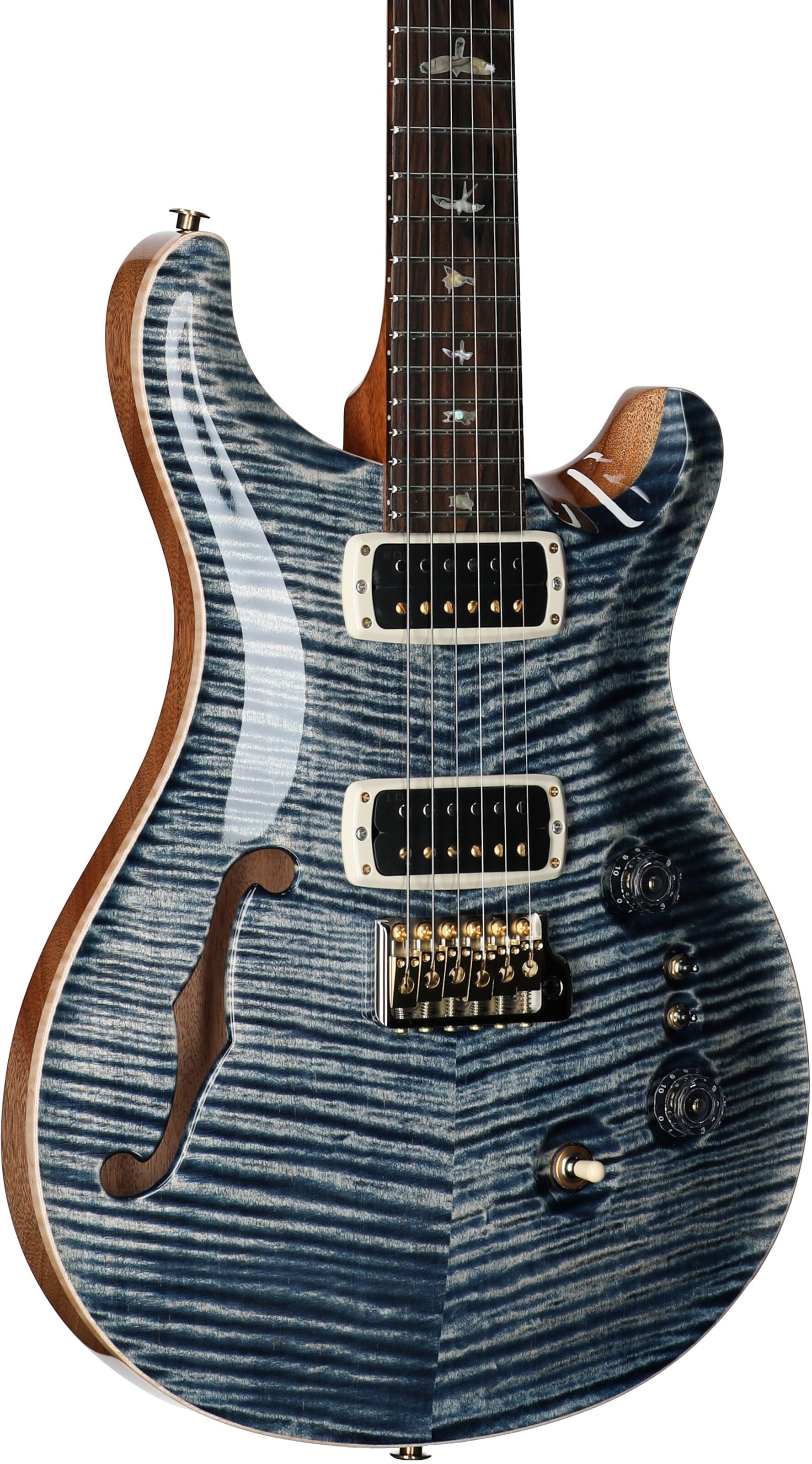 PRS Paul Reed Smith 40th Anniversary Custom 24-08 Semi-Hollow Limited Edition Electric Guitar, Faded Whale Blue, Serial Number 0402705, Full Left Front