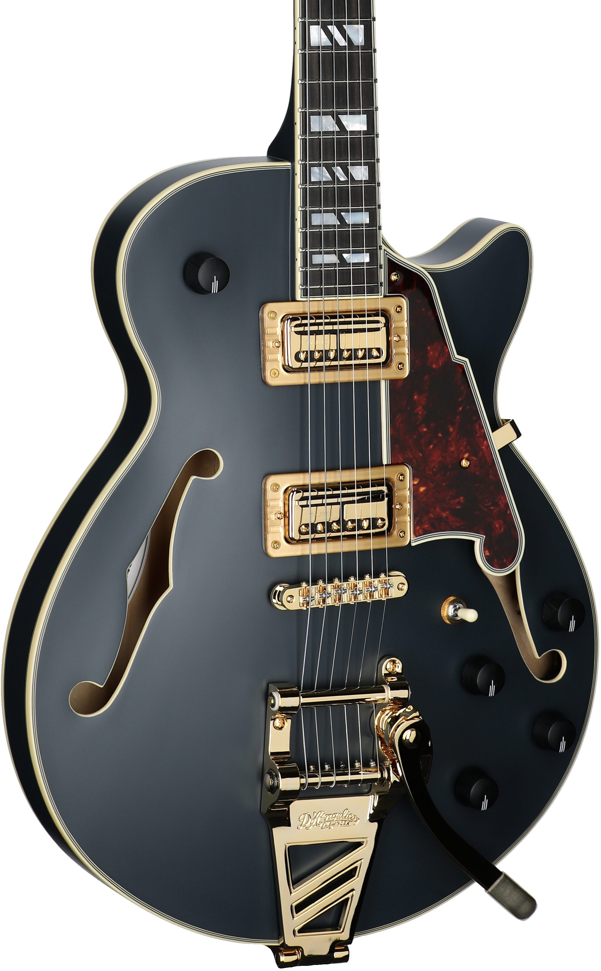 D'Angelico Deluxe Bobby Weir 3 Electric Guitar, Matte Stone, Serial Number W2401295, Full Left Front