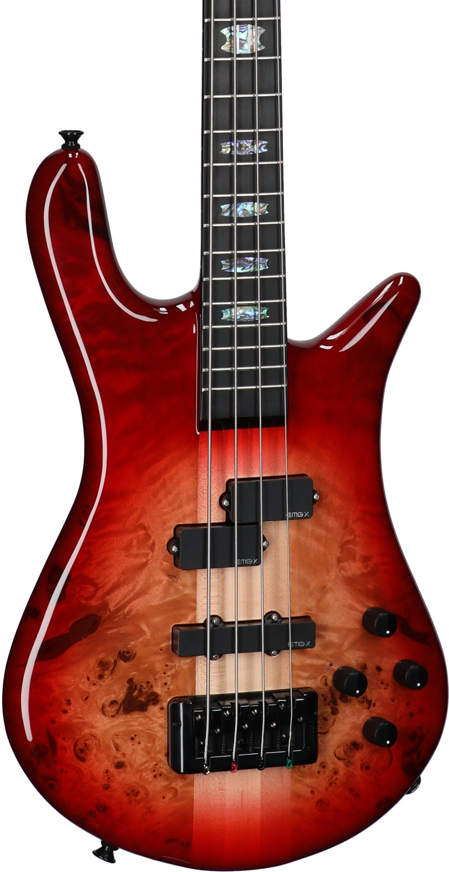 Spector Euro 4 Custom Electric Bass (with Gig Bag), Natural Red Burst Gloss, Serial Number NB22758, Full Left Front