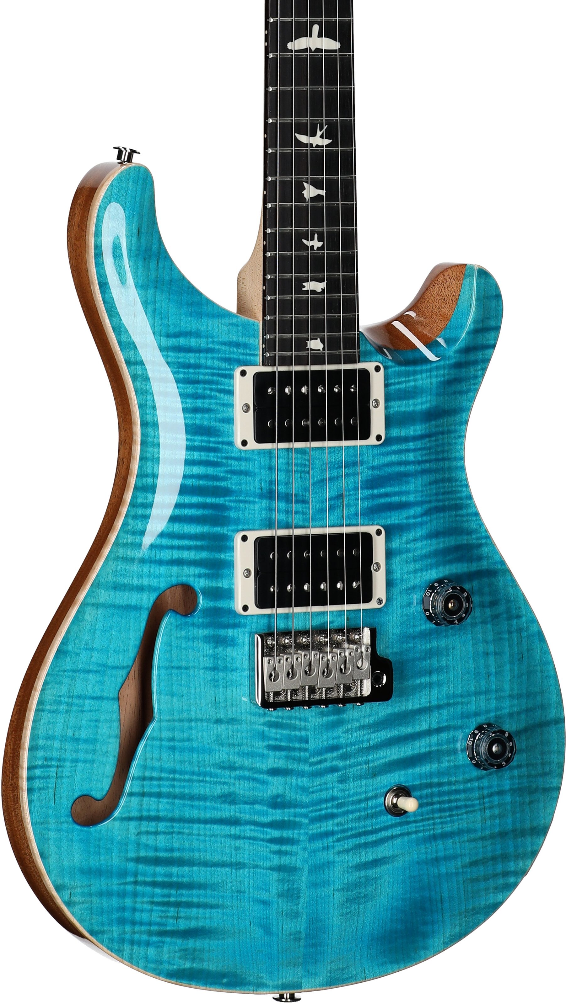 PRS Paul Reed Smith CE 24 Semi-Hollowbody Electric Guitar (with Gig Bag), Carroll Blue, Serial Number 0405636, Full Left Front