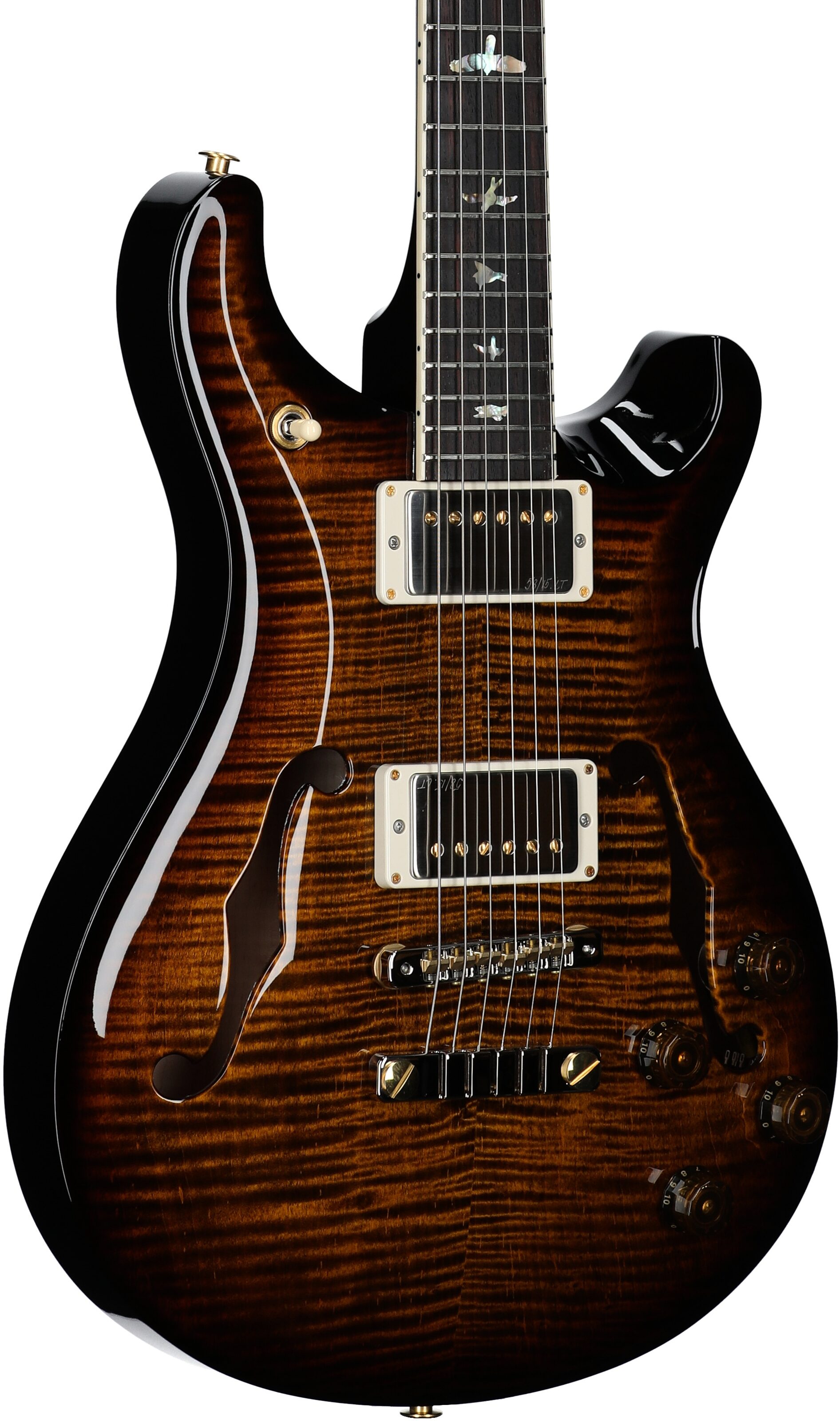 PRS Paul Reed Smith McCarty 594 Hollowbody II 10-Top Electric Guitar (with Case), Black Gold Burst, Serial Number 0388960, Full Left Front