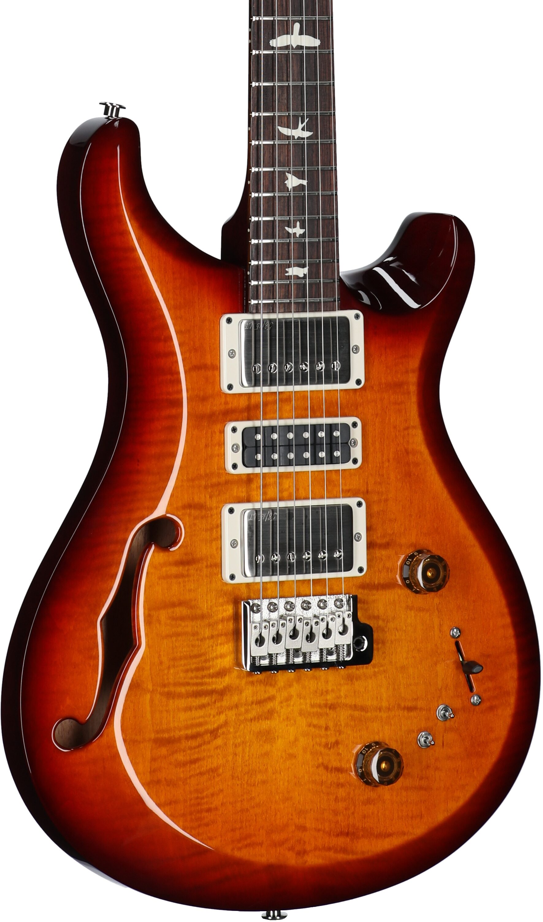 PRS Paul Reed Smith S2 Special Semi-Hollow Electric Guitar (with Gig Bag), Dark Cherry Sunburst, Serial Number S2080898, Full Left Front