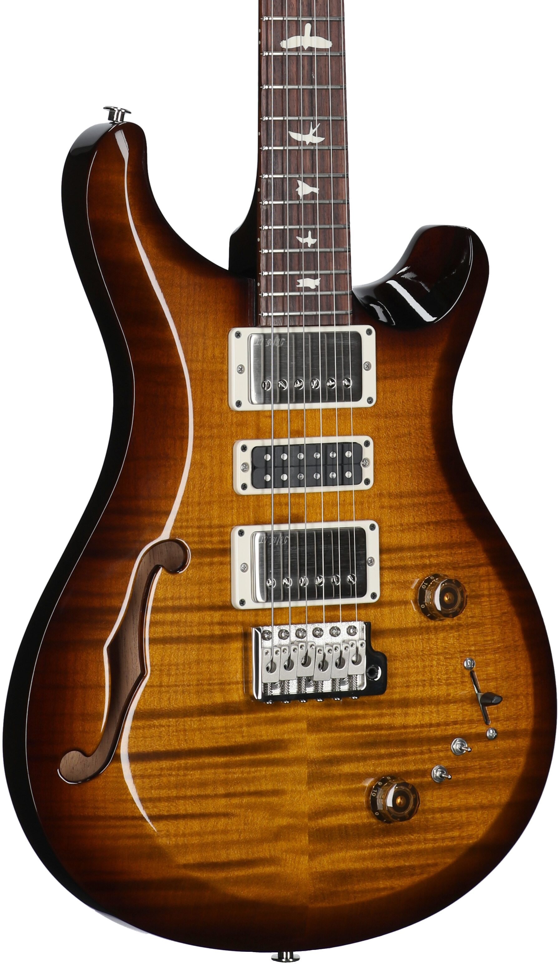 PRS Paul Reed Smith S2 Special Semi-Hollow Electric Guitar (with Gig Bag), Black Amber, Serial Number S2080043, Full Left Front