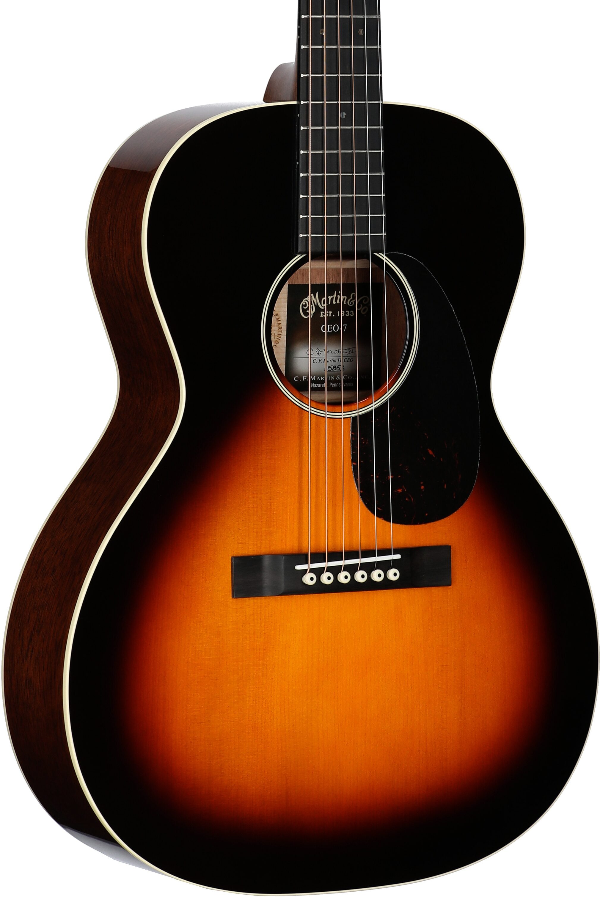 Martin CEO7 Sloped Shoulder 00 14-Fret Acoustic Guitar (with Case), Autumn Sunset Burst, Serial Number M2955122, Full Left Front