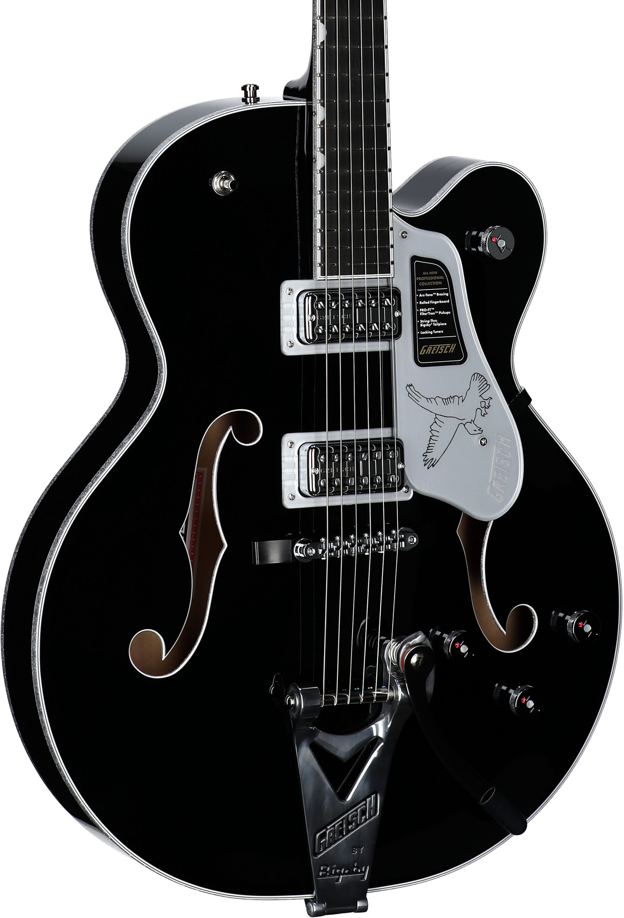 Gretsch Pro Collection Falcon Electric Guitar (with Case), Black, Serial Number JT25020666, Full Left Front