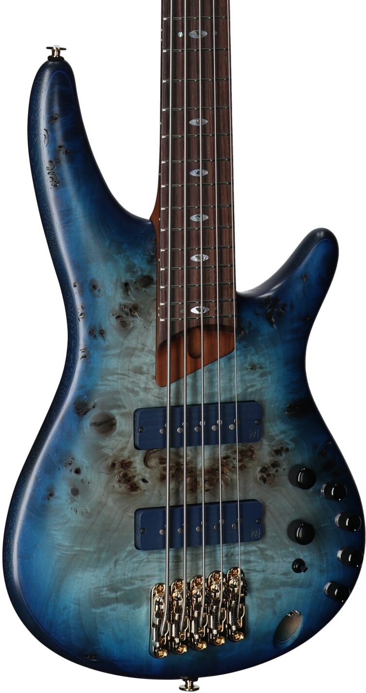 Ibanez SR6605 Prestige Electric Bass, 5-String (with Case), Ghost Fleet Blue, Serial Number 210001F2512121, Full Left Front