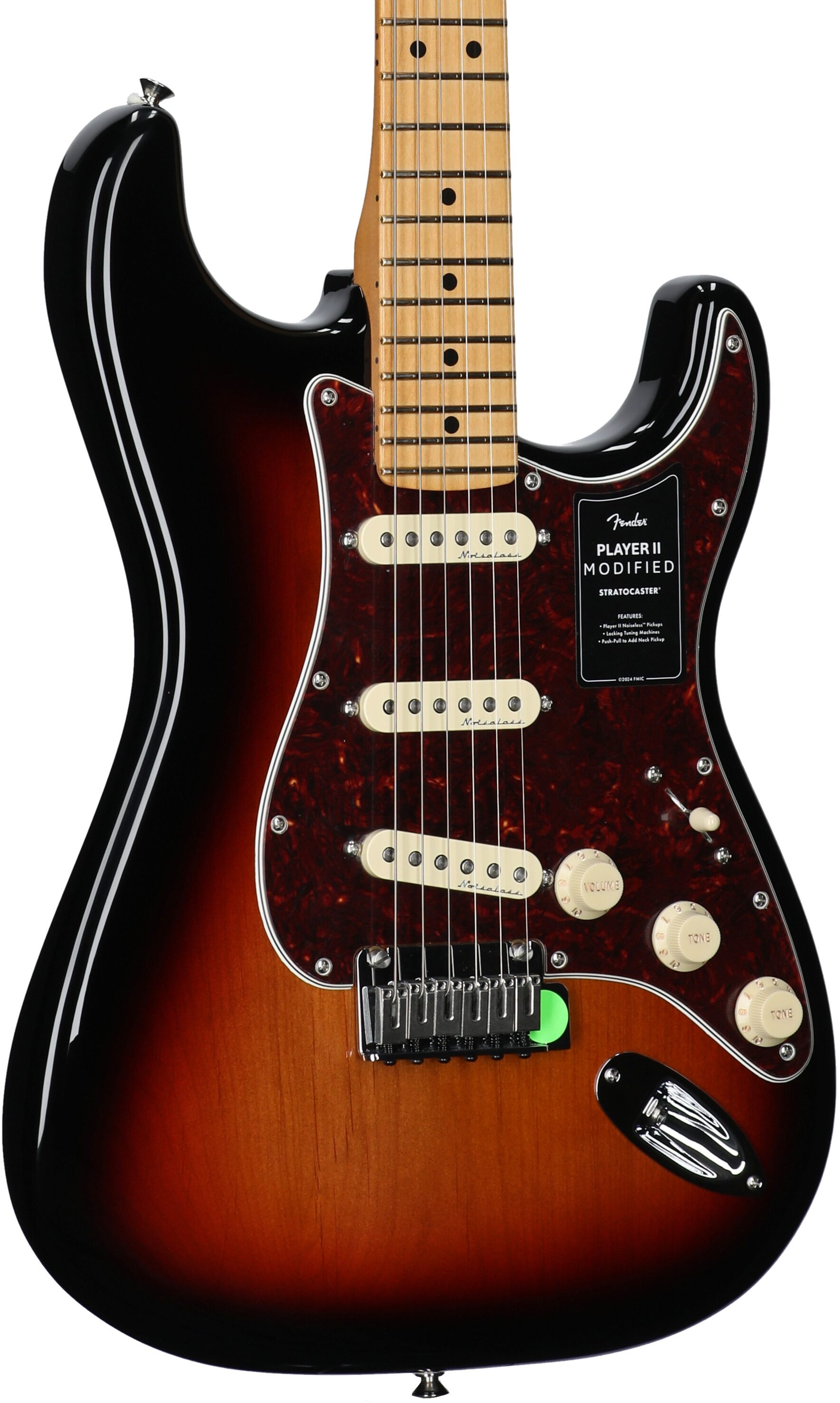 Fender Player II Modified Stratocaster Electric Guitar, Maple Fingerboard (with Gig Bag), 3-Tone Sunburst, Full Left Front