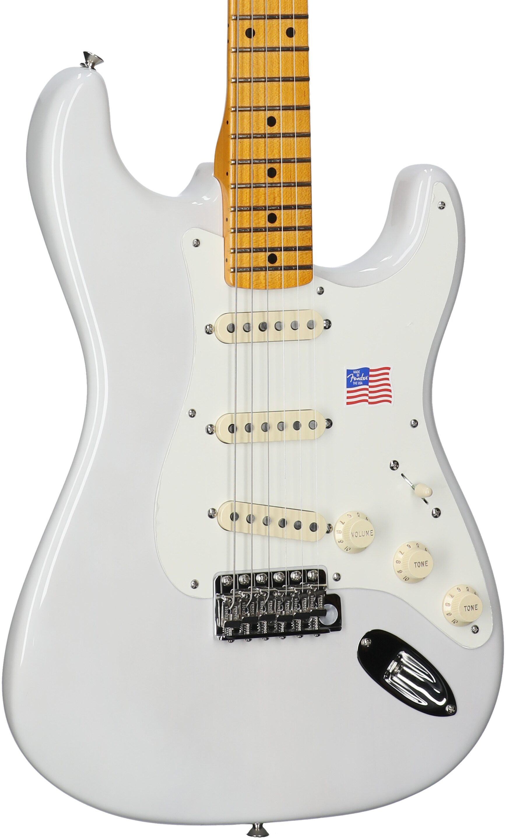Fender Eric Johnson Stratocaster Electric Guitar (Maple with Case), White Blonde, Full Left Front