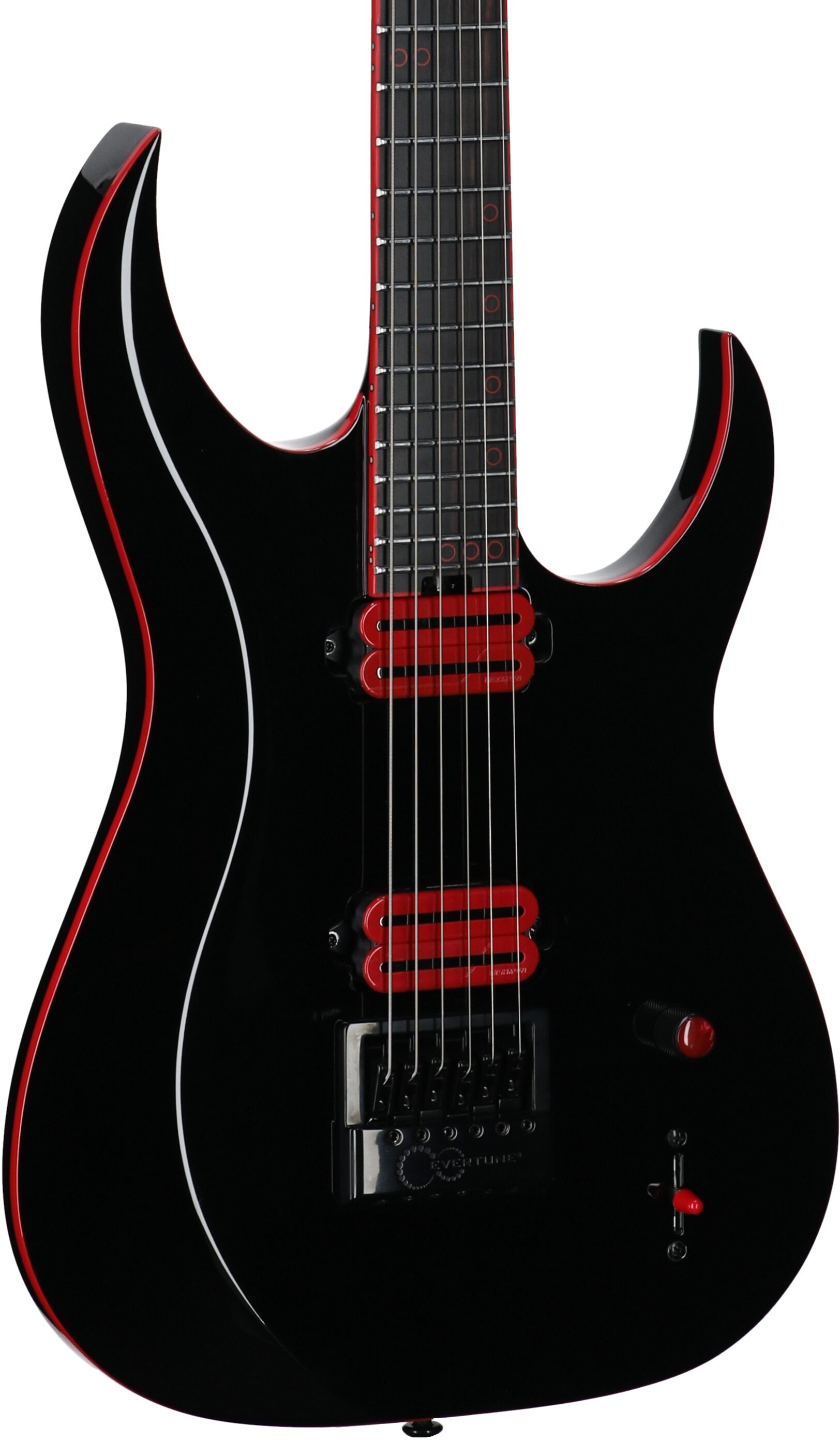 Schecter Sunset-6 ET EX Red Dawn Baritone Electric Guitar, Gloss Black, Full Left Front