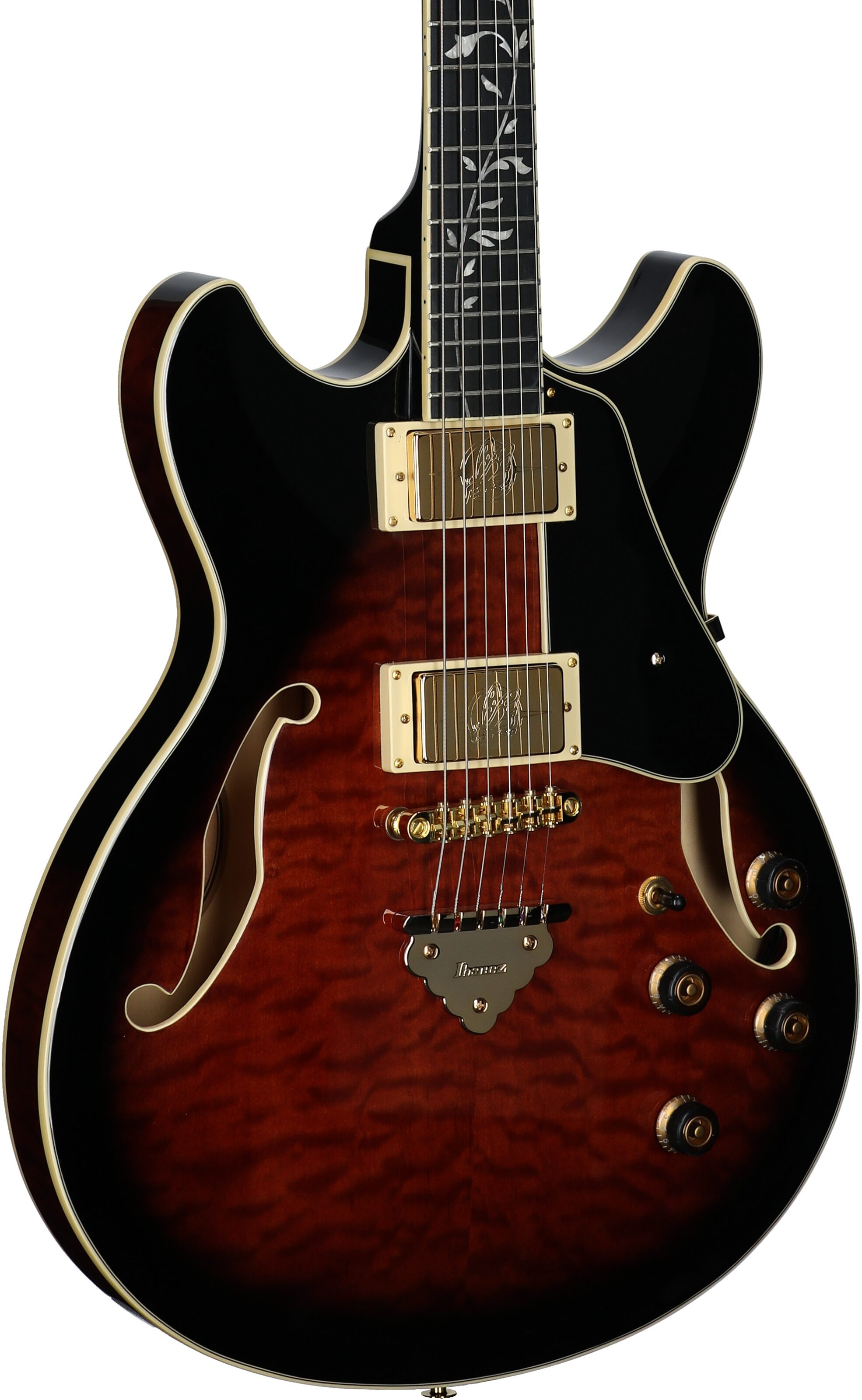 Ibanez AS93QMSP Artcore Electric Guitar, Dark Brown Sunburst, Full Left Front
