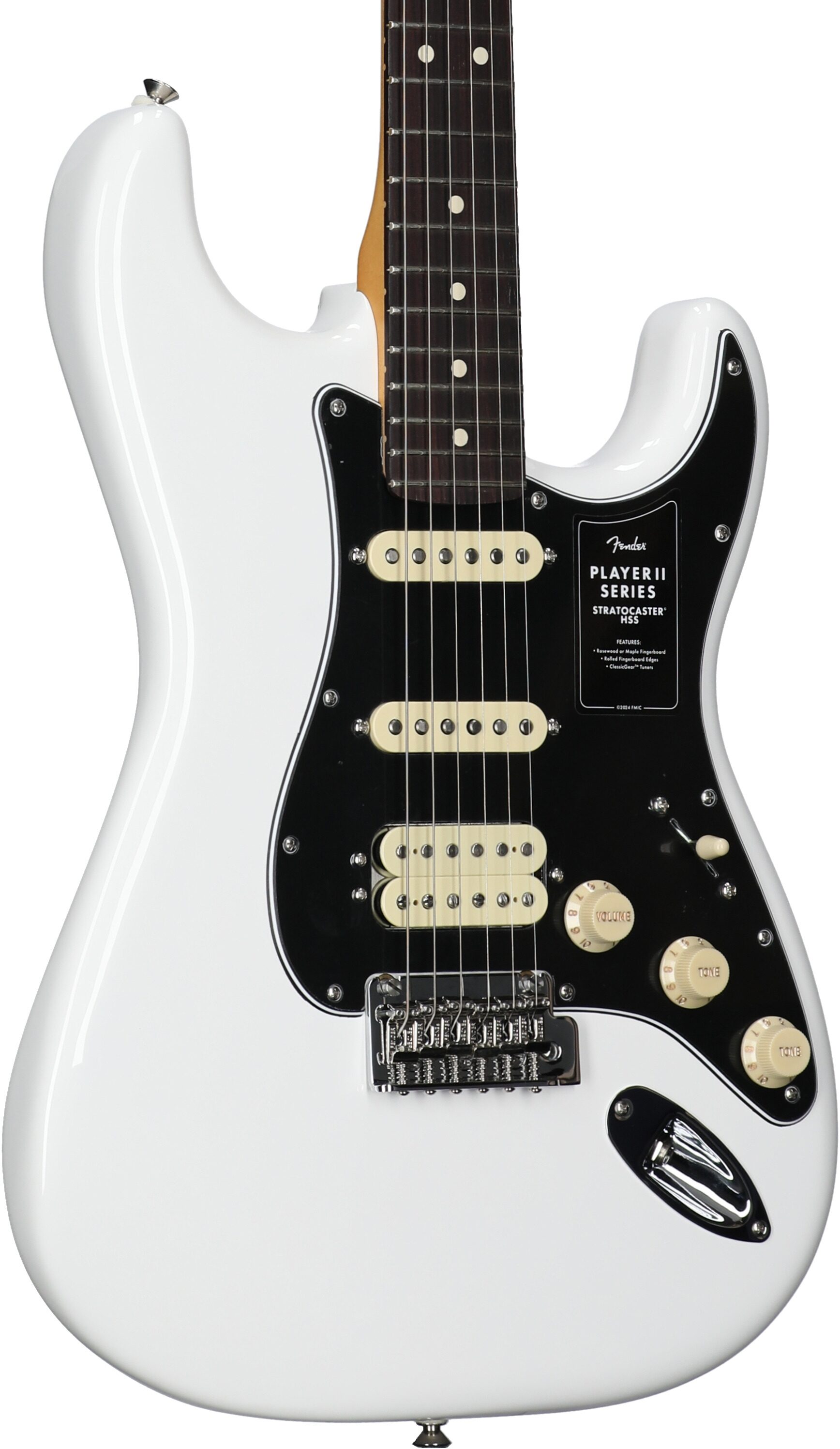 Fender Player II Stratocaster HSS Electric Guitar, with Rosewood Fingerboard, Polar White, Full Left Front