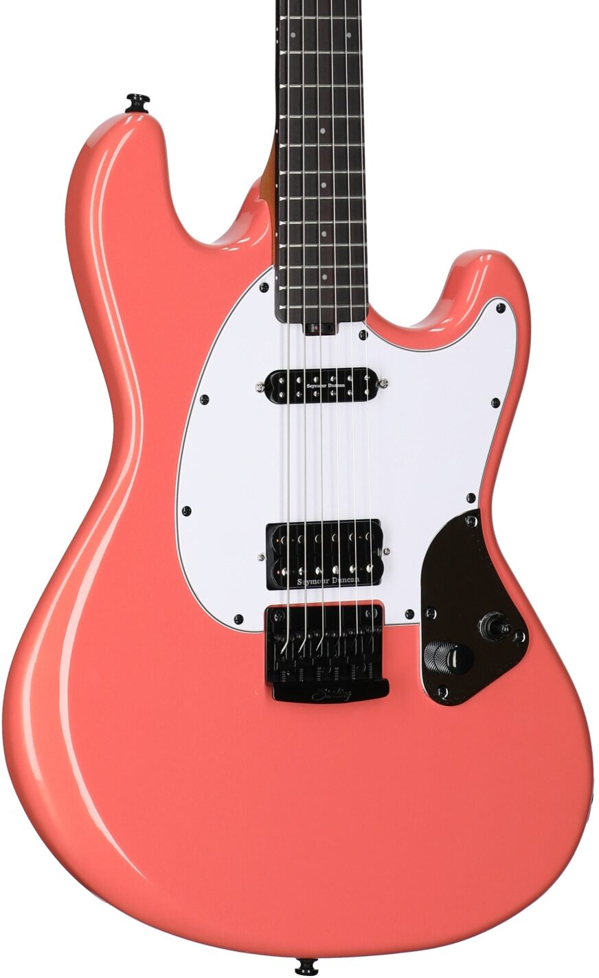 Sterling by Music Man Ryan Fluff Bruce StingRay Electric Guitar, Rula Thumb Red, Full Left Front