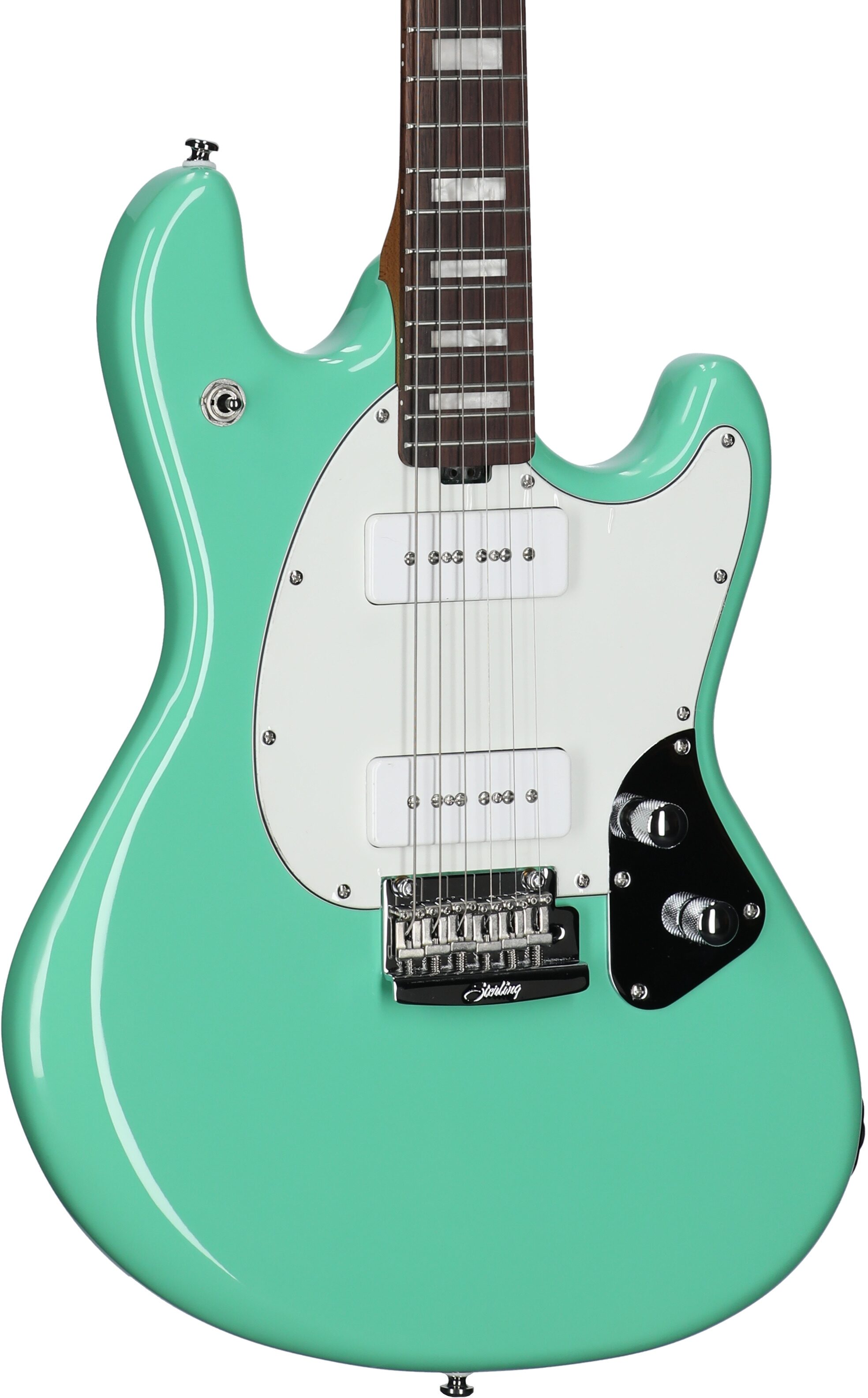 Sterling by Music Man SR50X StingRay Plus Electric Guitar, with Rosewood Fingerboard, Seafoam Green, Full Left Front