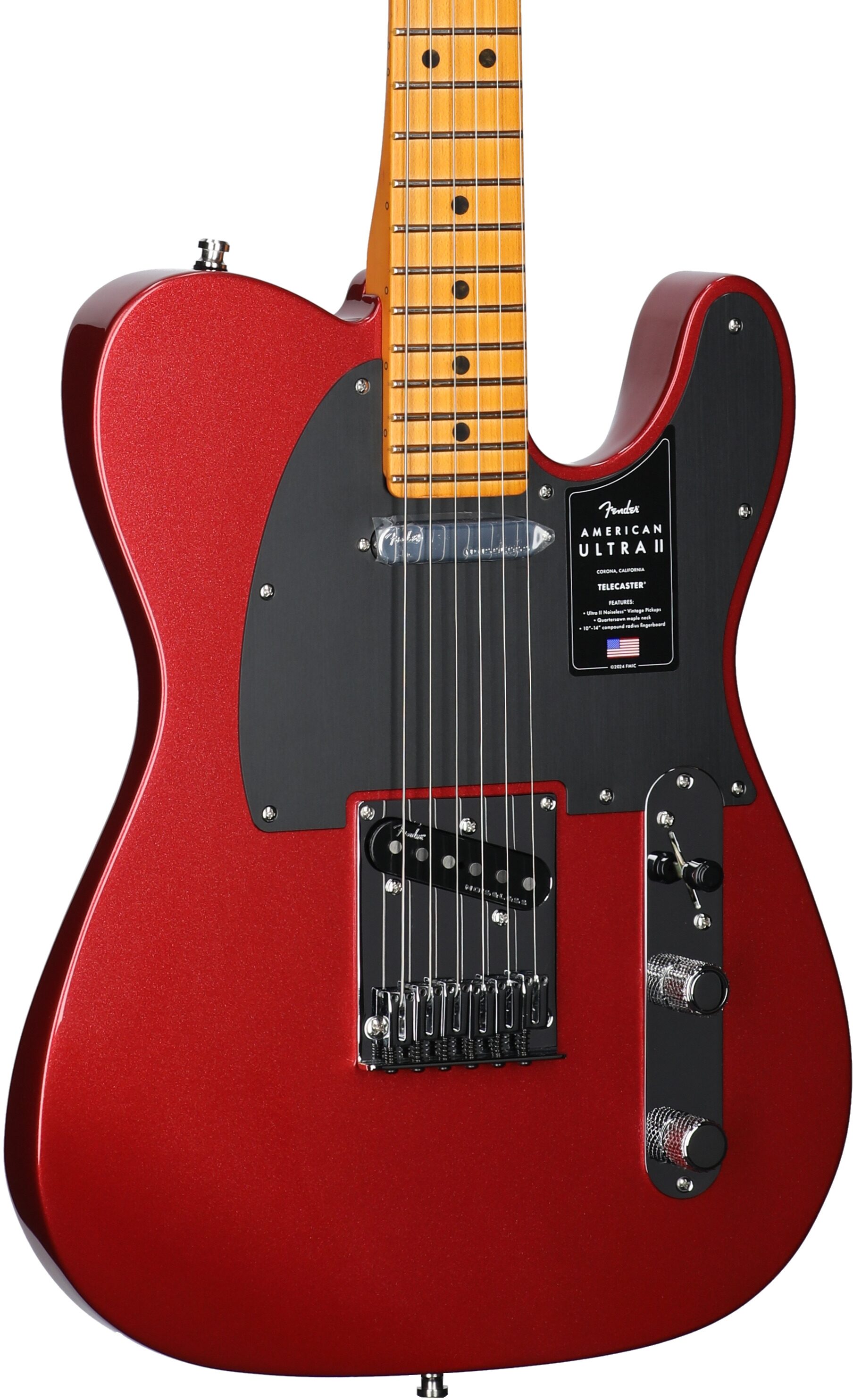 Fender American Ultra II Telecaster Electric Guitar, Maple Fingerboard (with Case), Sinister Red, Full Left Front