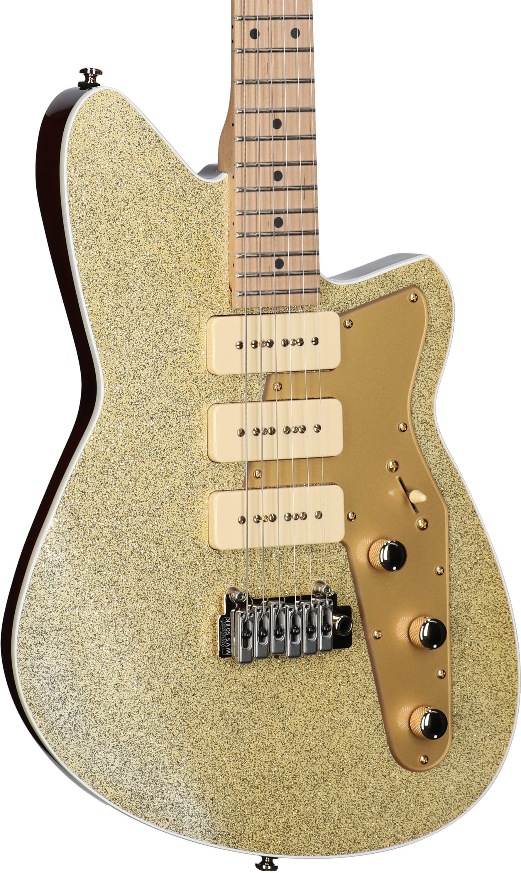 Reverend Ryan Malicsi Signature Electric Guitar, White Gold Sparkle, Full Left Front