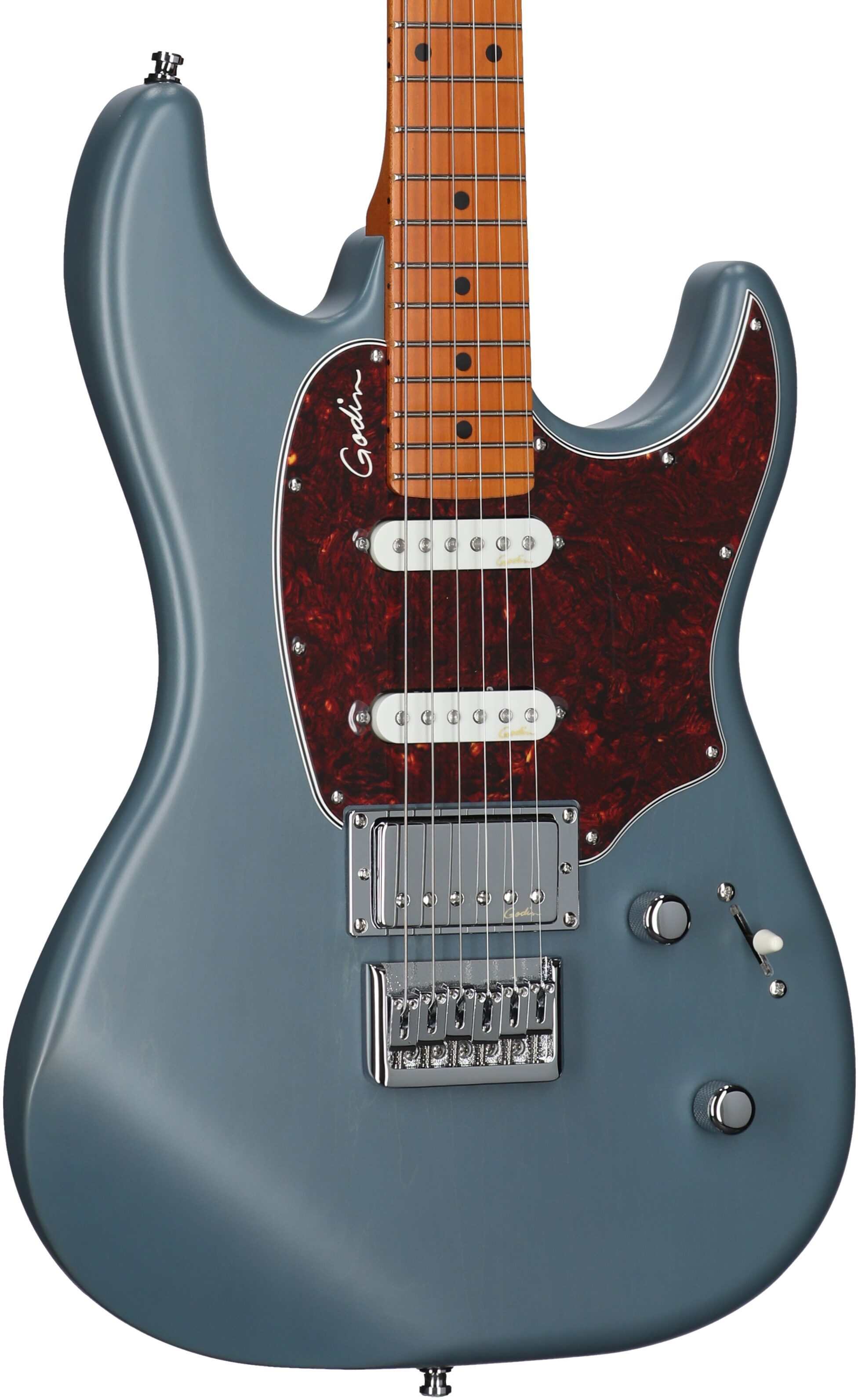 Godin Session Hard-Tail Electric Guitar (with Gig Bag), Arctik Blue, Full Left Front