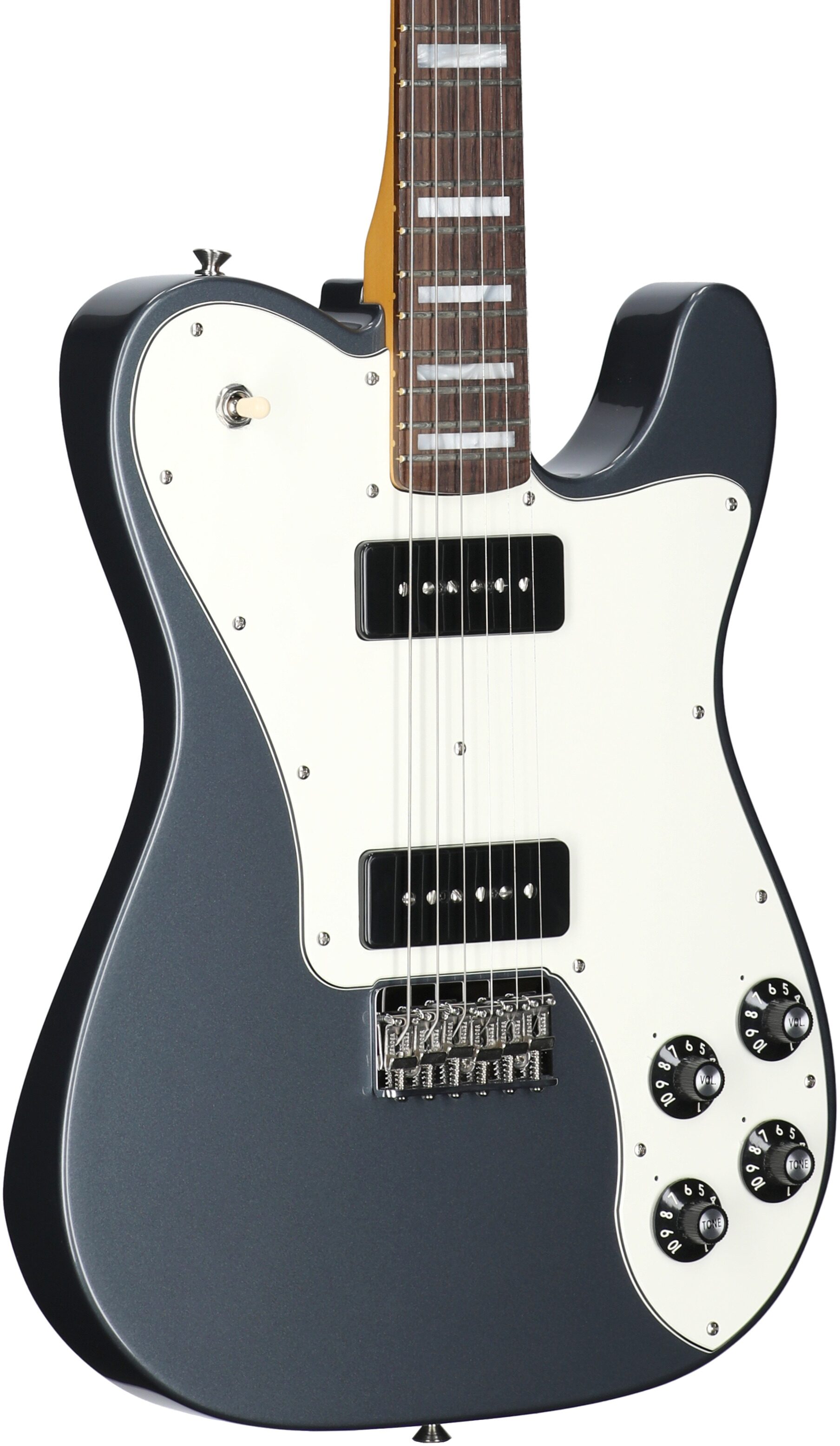 Fender Chris Shiflett Cleaver Telecaster Deluxe Electric Guitar (with Case), Charcoal, Full Left Front