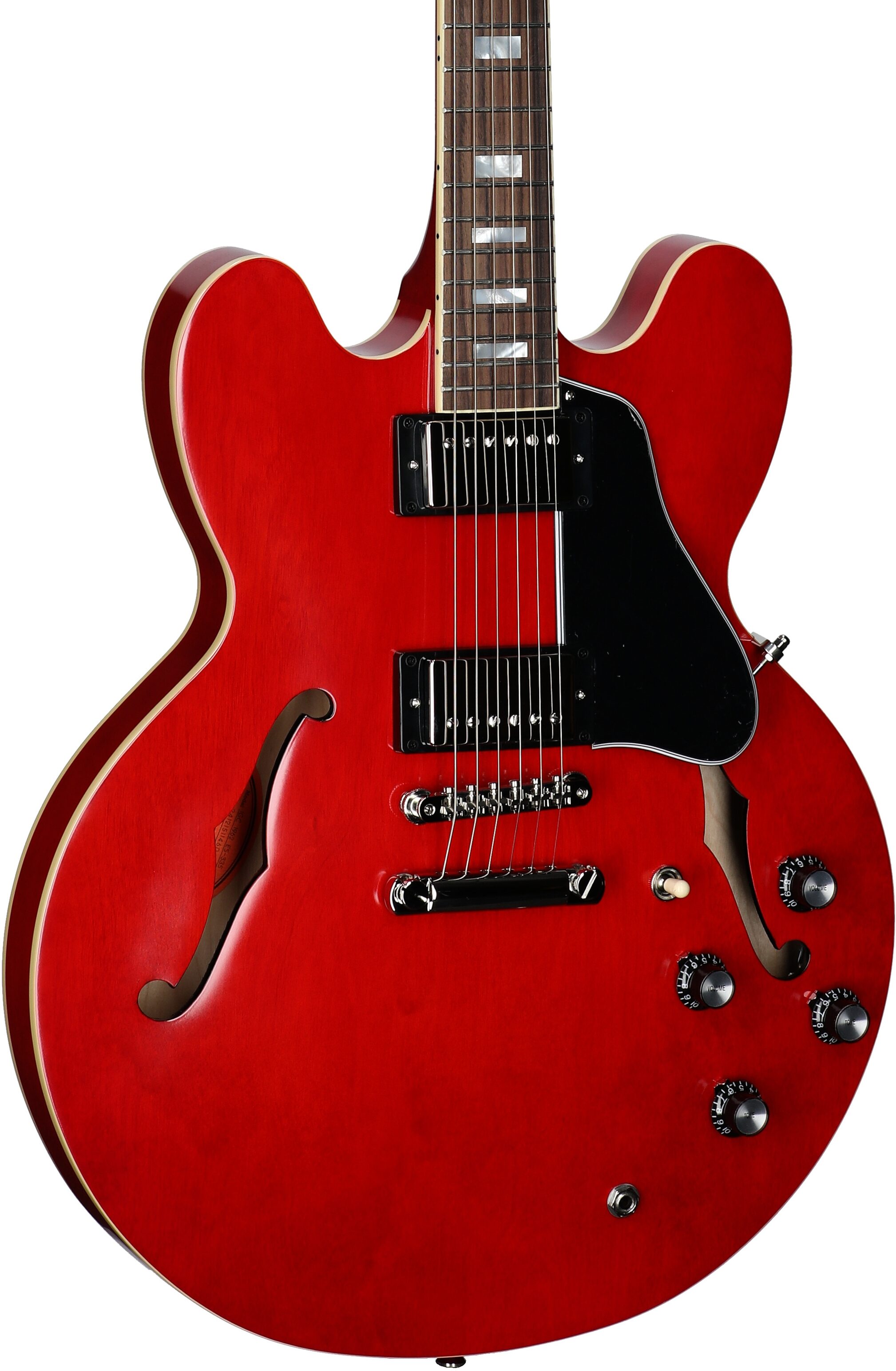 Epiphone Inspired by Gibson Custom 1962 ES-335 Reissue Electric Guitar (with Case), '60s Cherry, Full Left Front