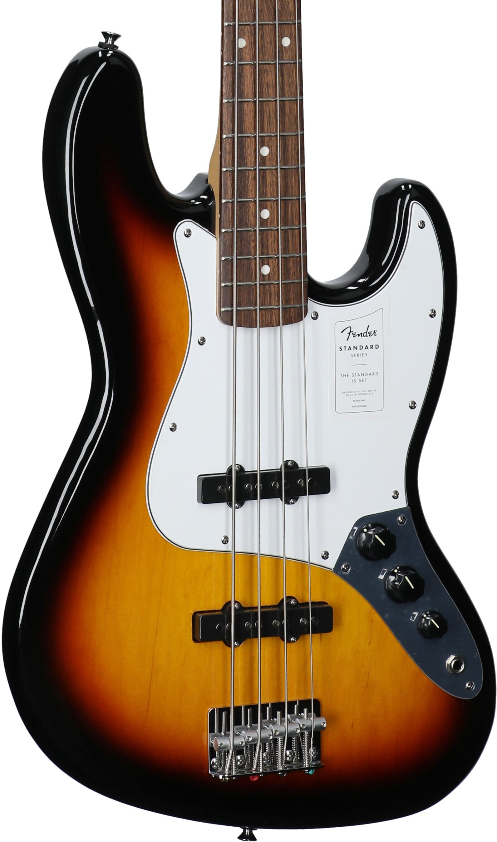 Fender Standard Jazz Bass Guitar, Laurel Fingerboard, 3-Color Sunburst, Full Left Front
