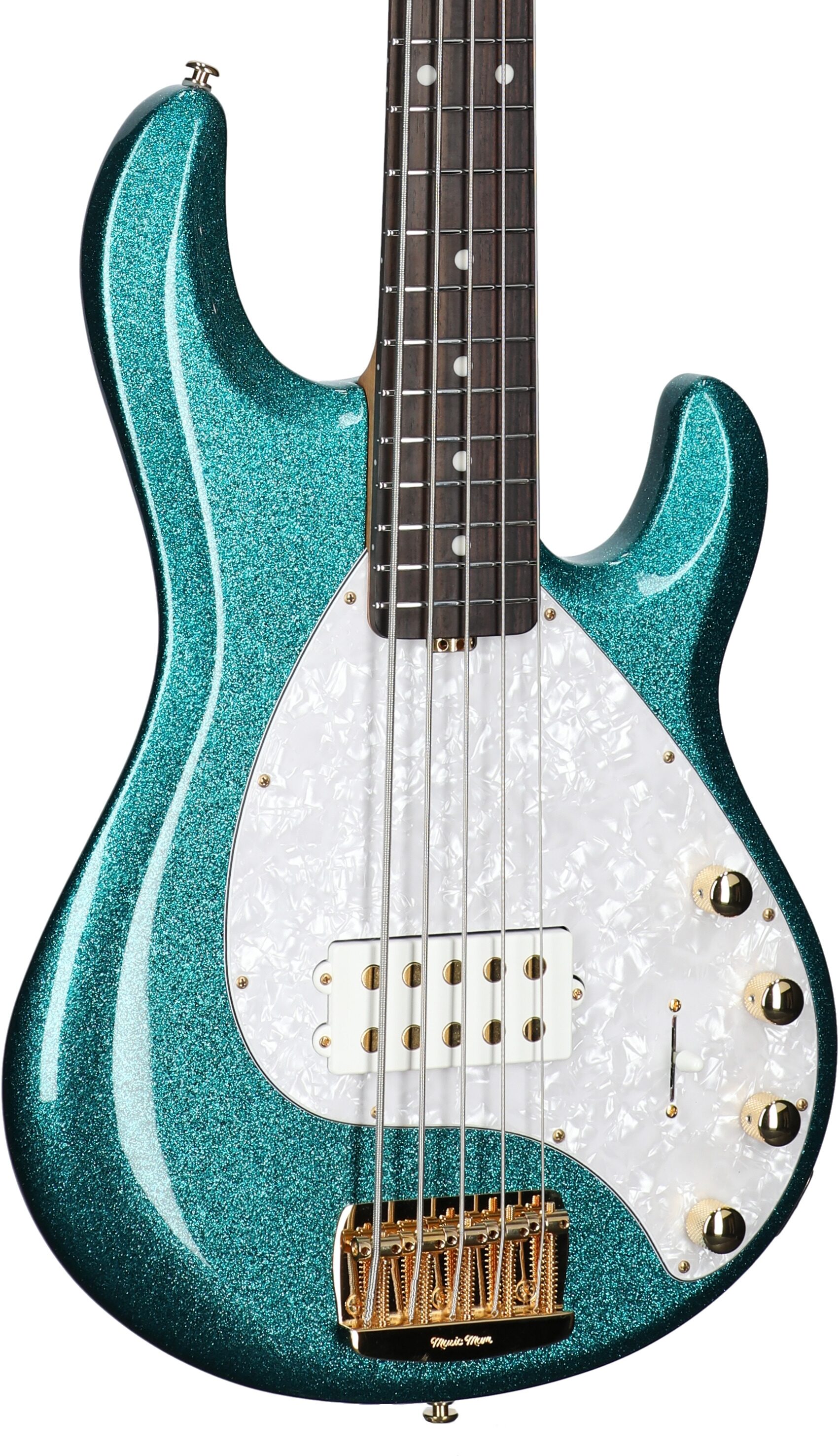 Ernie Ball Music Man StingRay 5 Special Electric Bass, 5-String (with Case), Ocean Sparkle, Full Left Front