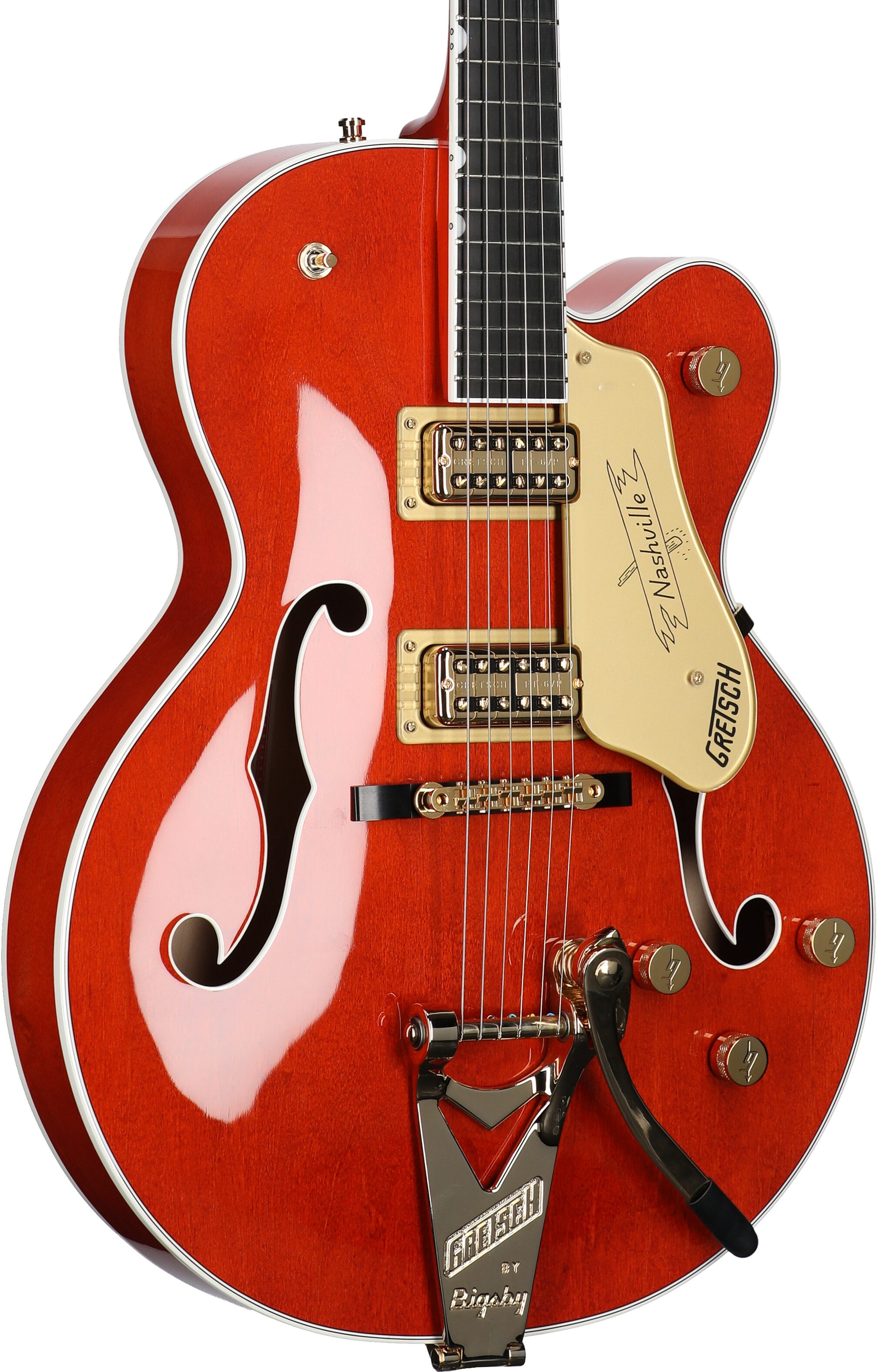 Gretsch G6120TG Players Edition Nashville Electric Guitar (with Case), Orange Stain, Full Left Front