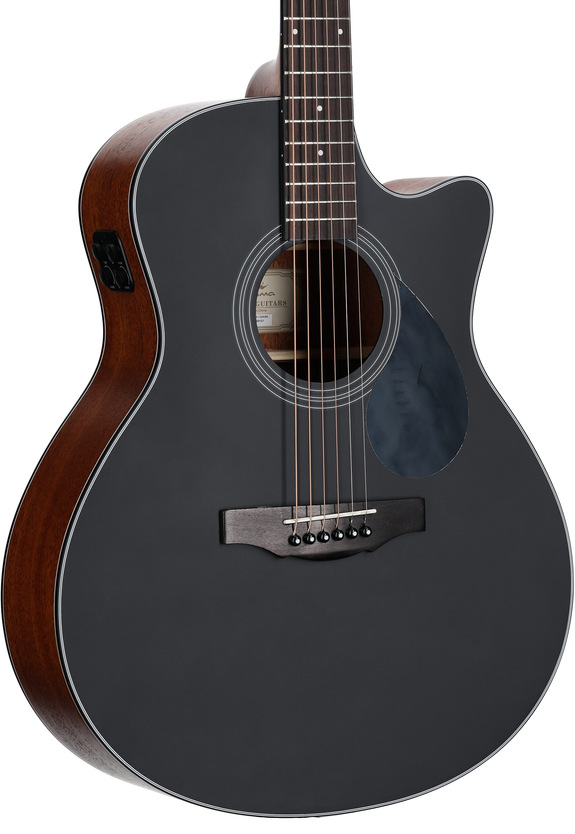 Kepma K3 Series GA3-130 Acoustic-Electric Guitar, Black Matte, with AcoustiFex K-10 Pickup, Full Left Front