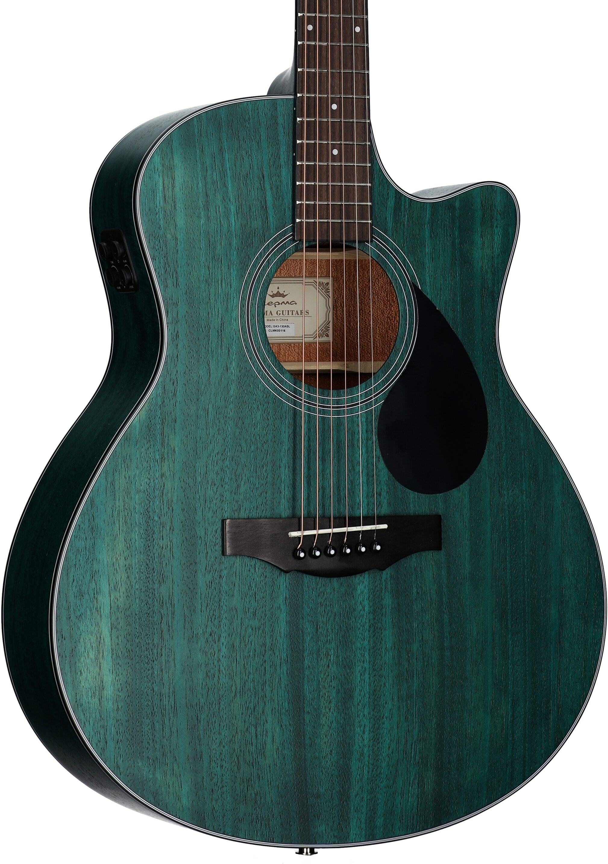 Kepma K3 Series GA3-130 Acoustic-Electric Guitar, Trans Blue Matte, with AcoustiFex K-10 Pickup, Full Left Front