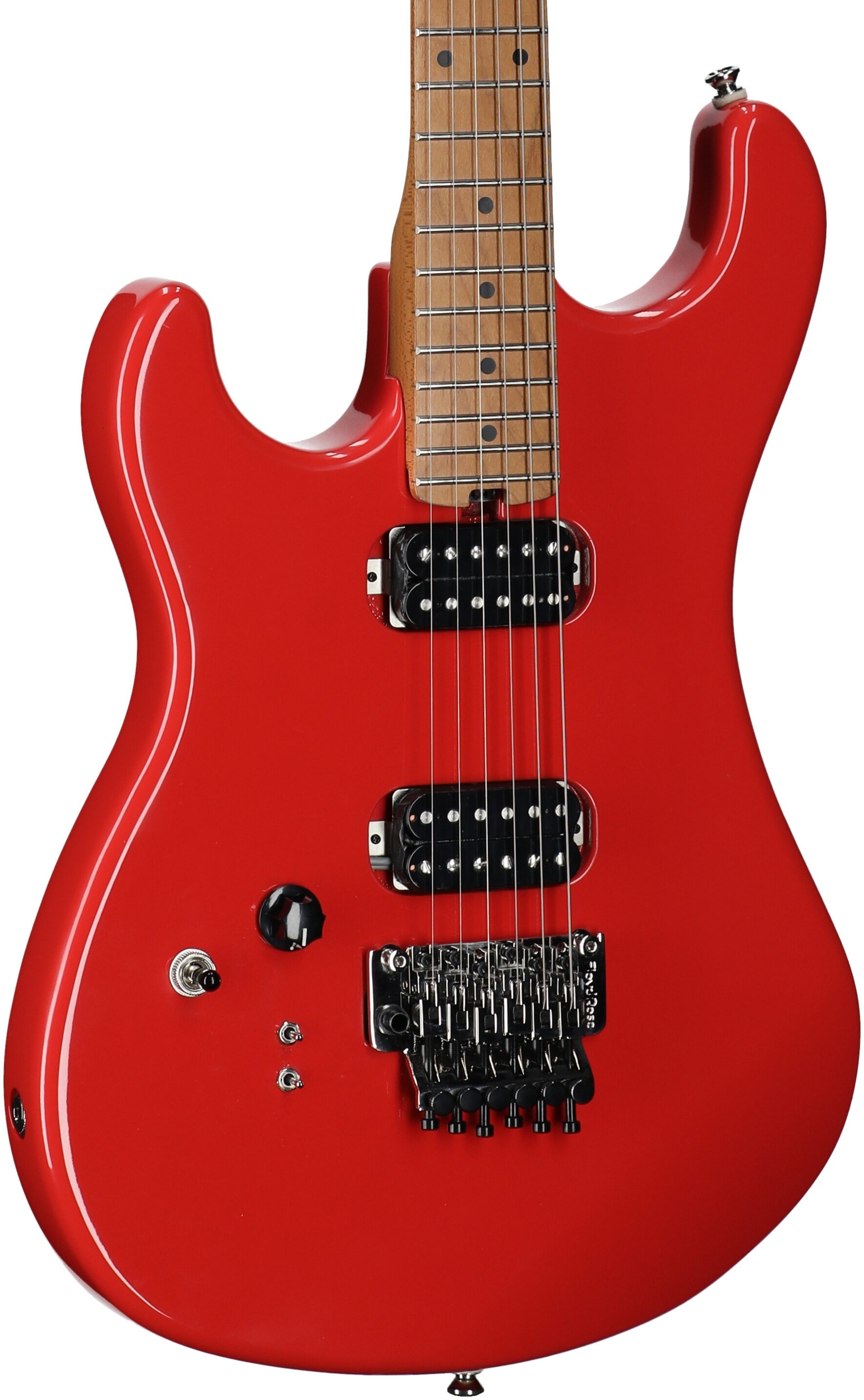 Kramer 84 HH FR Electric Guitar, Left-Handed, Maple Fingerboard (with Gig Bag), Radiant Red, Full Left Front