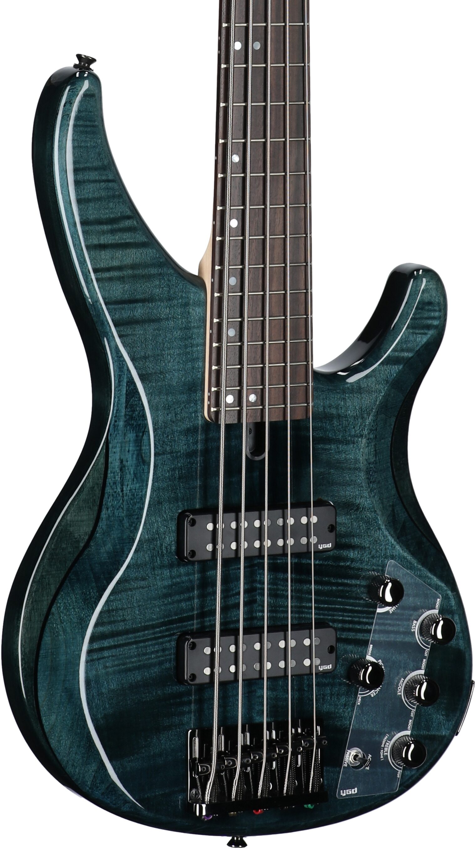 Yamaha TRBX605FM Electric Bass, 5-String, Indigo Blue, Full Left Front