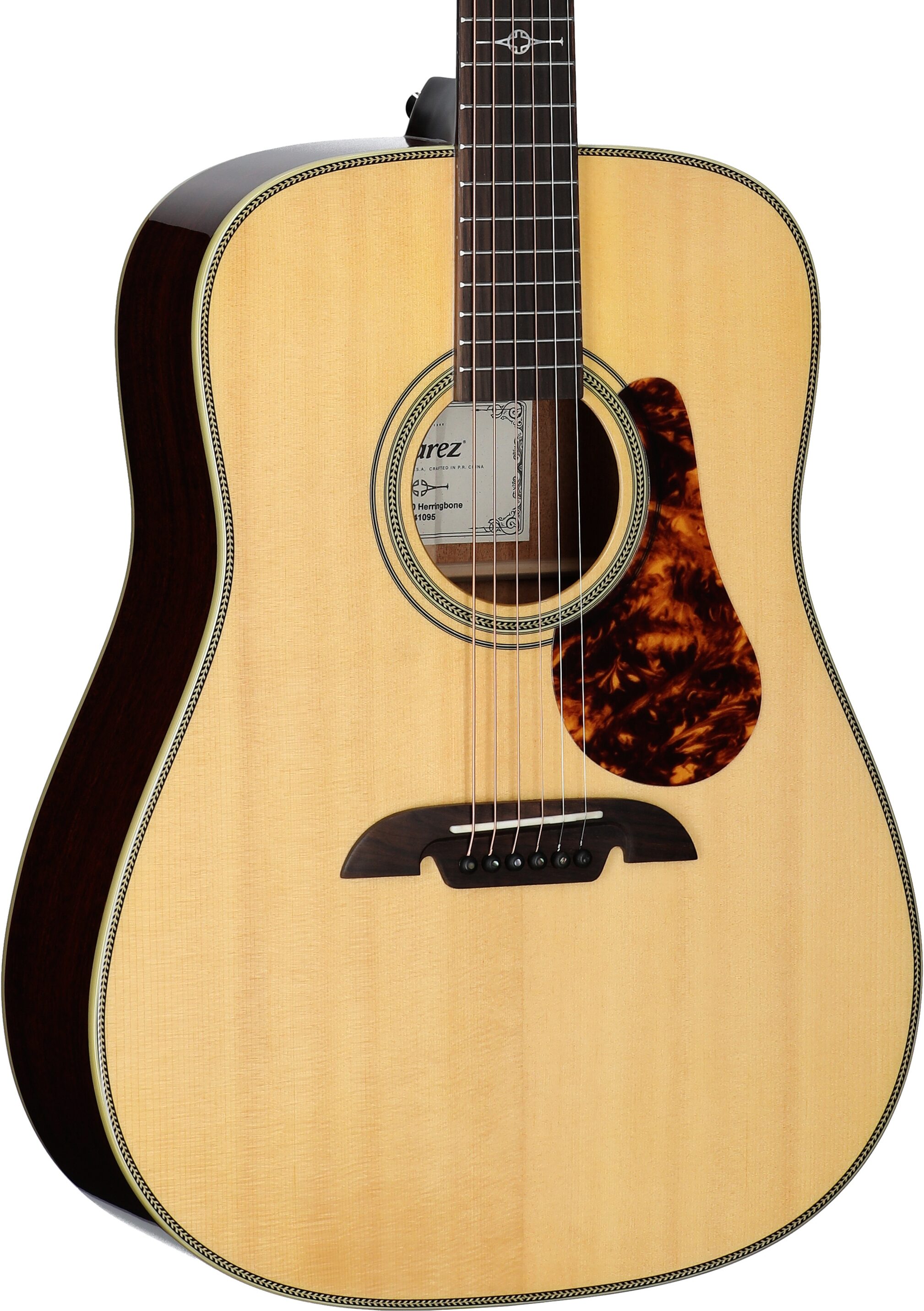 Alvarez MD60 Herringbone Masterworks Dreadnought Acoustic Guitar (with Gig Bag), New, Full Left Front