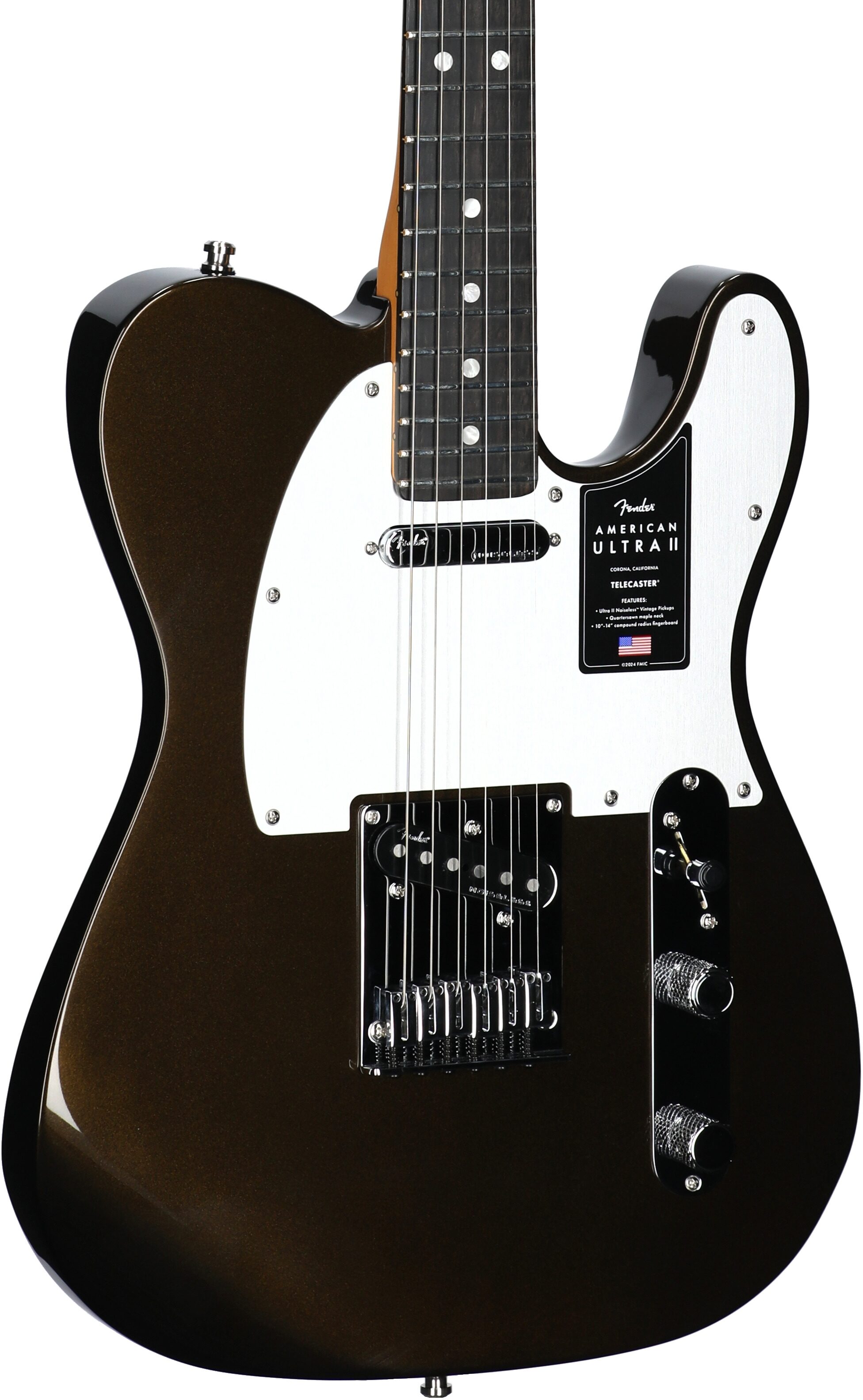 Fender American Ultra II Telecaster Electric Guitar, Ebony Fingerboard (with Case), Texas Tea, Open Box (Very Good), Full Left Front