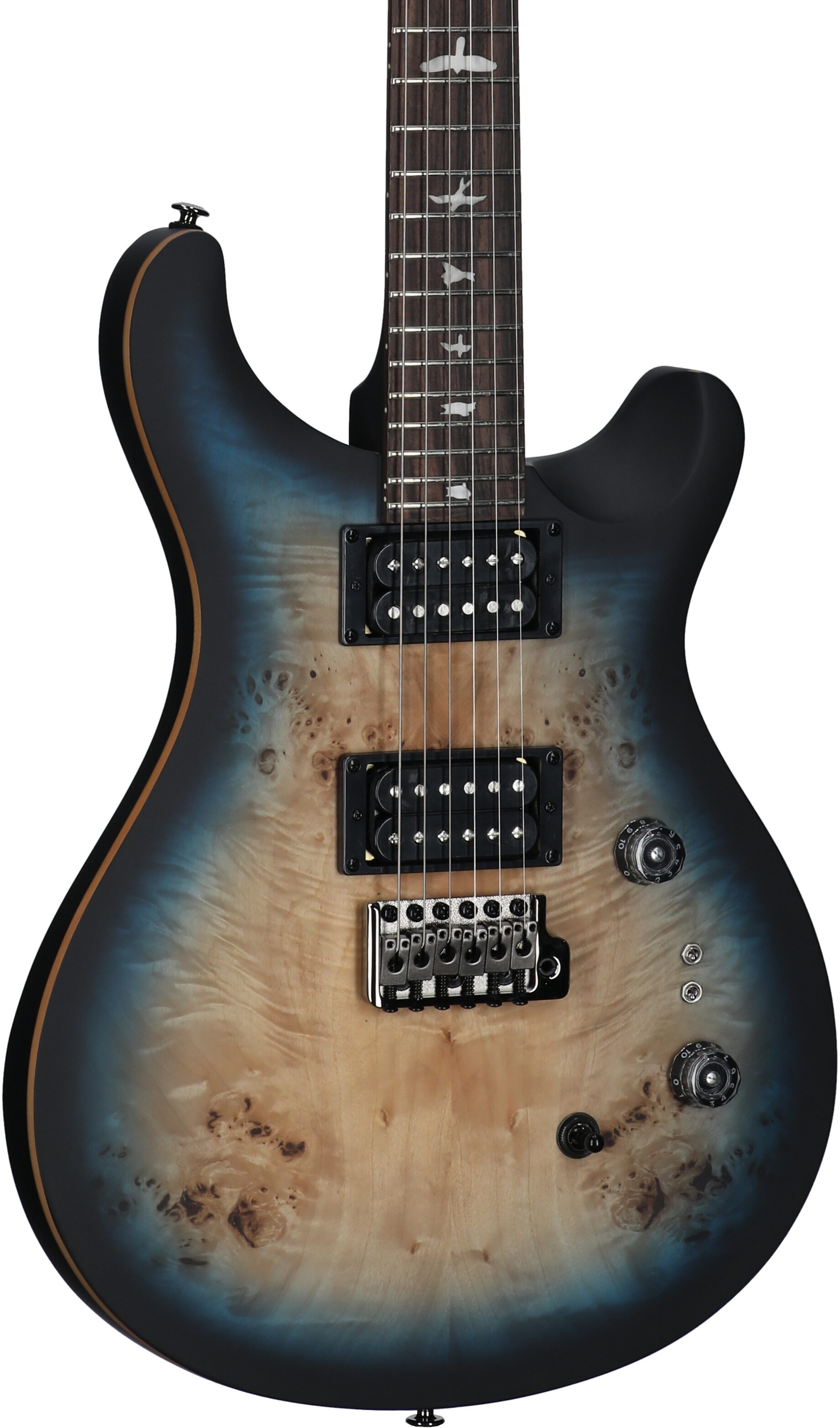PRS Paul Reed Smith SE Custom 24-08 Electric Guitar, Burl Lake Blue Midnight Burst, Full Left Front