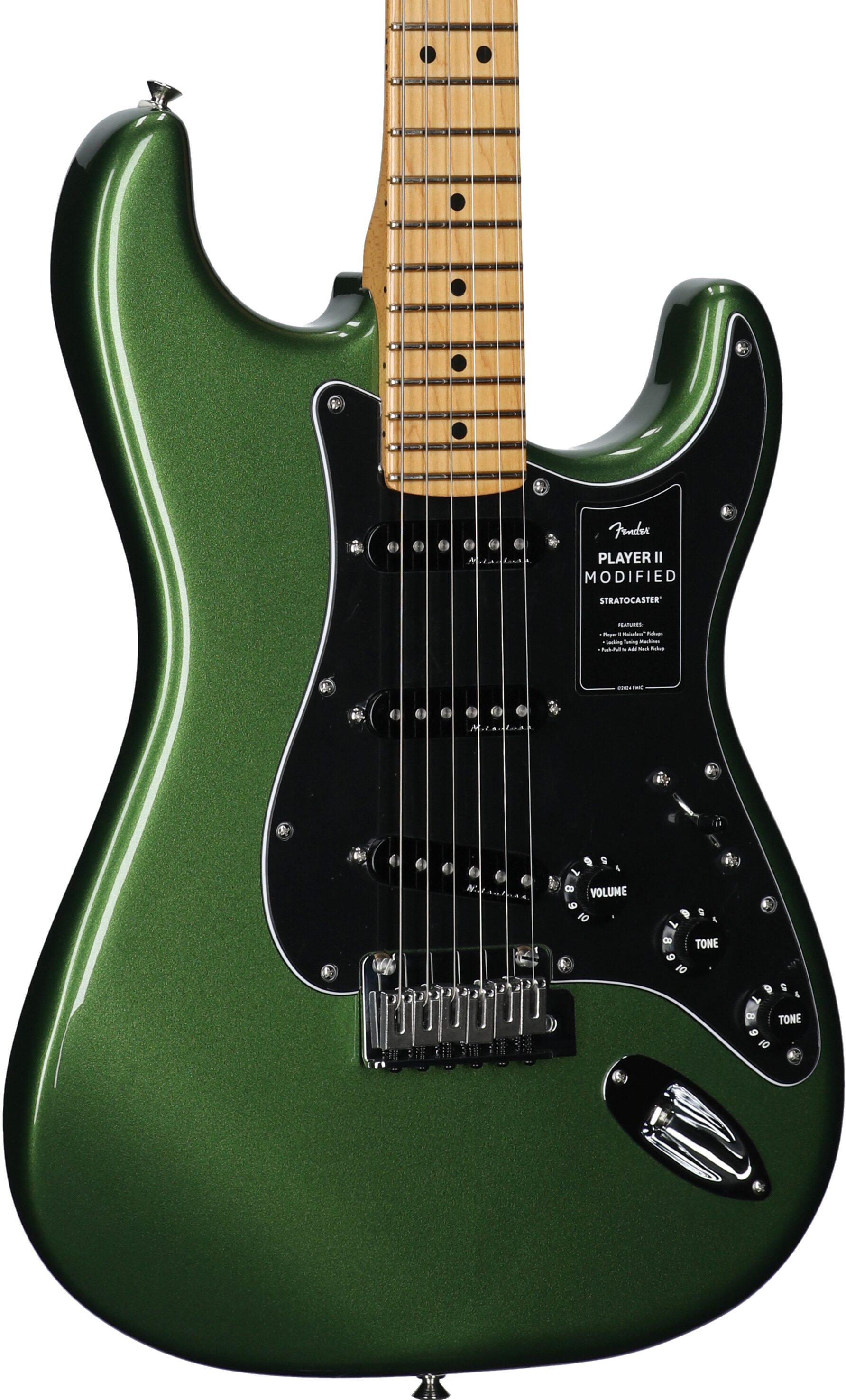 Fender Player II Modified Stratocaster Electric Guitar, Maple Fingerboard (with Gig Bag), Harvest Green, Full Left Front