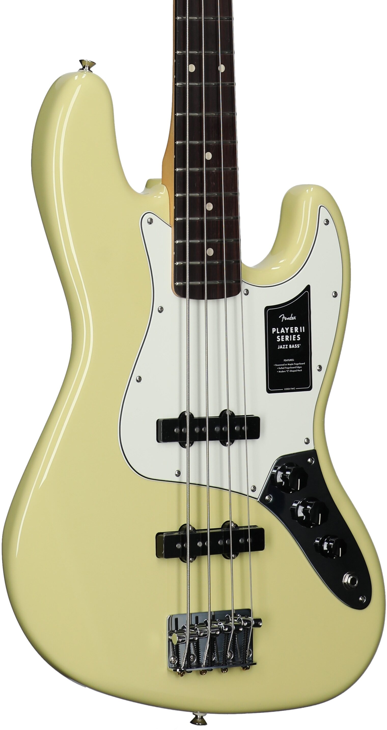 Fender Player II Jazz Electric Bass, with Rosewood Fingerboard, Hialeah Yellow, Full Left Front