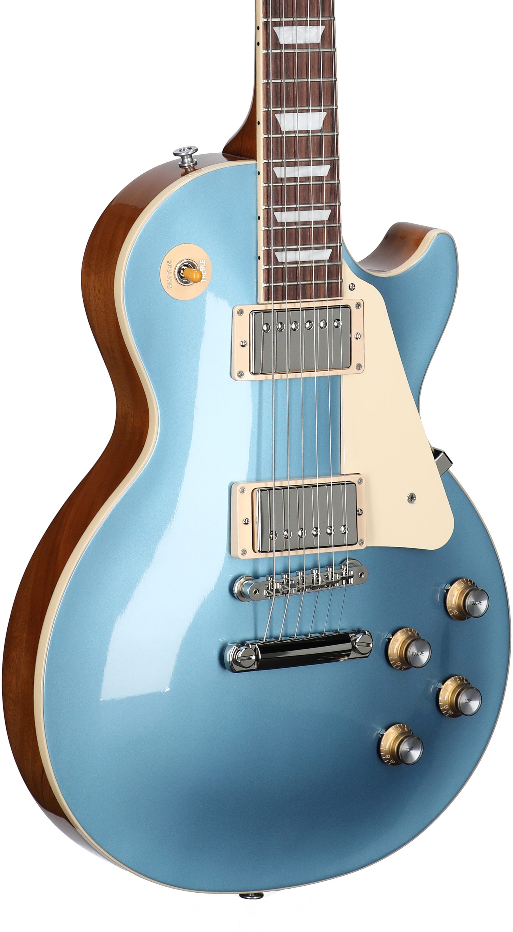 Gibson Les Paul Standard '60s Custom Color Electric Guitar, Plain Top (with Case), Pelham Blue, Full Left Front