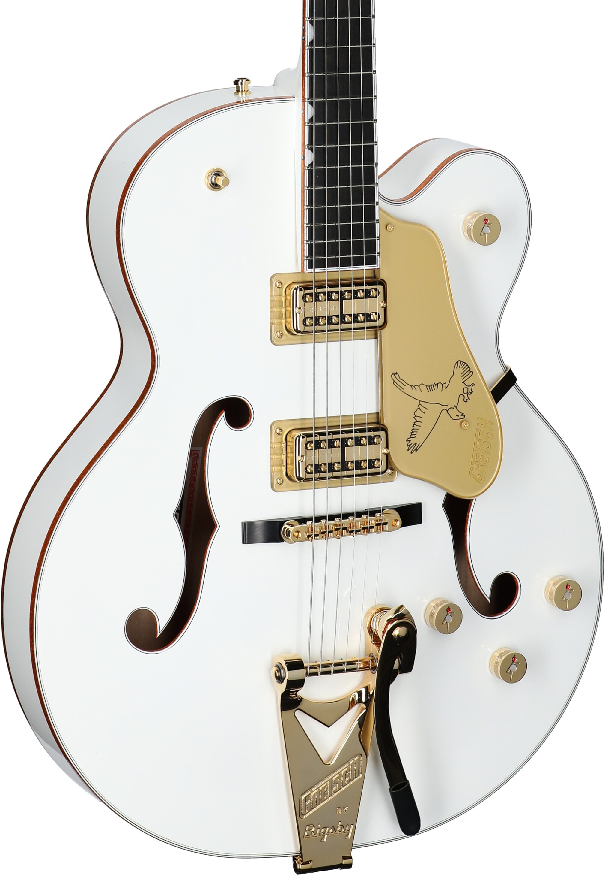 Gretsch Pro Series Falcon Electric Guitar (with Case), White, Full Left Front