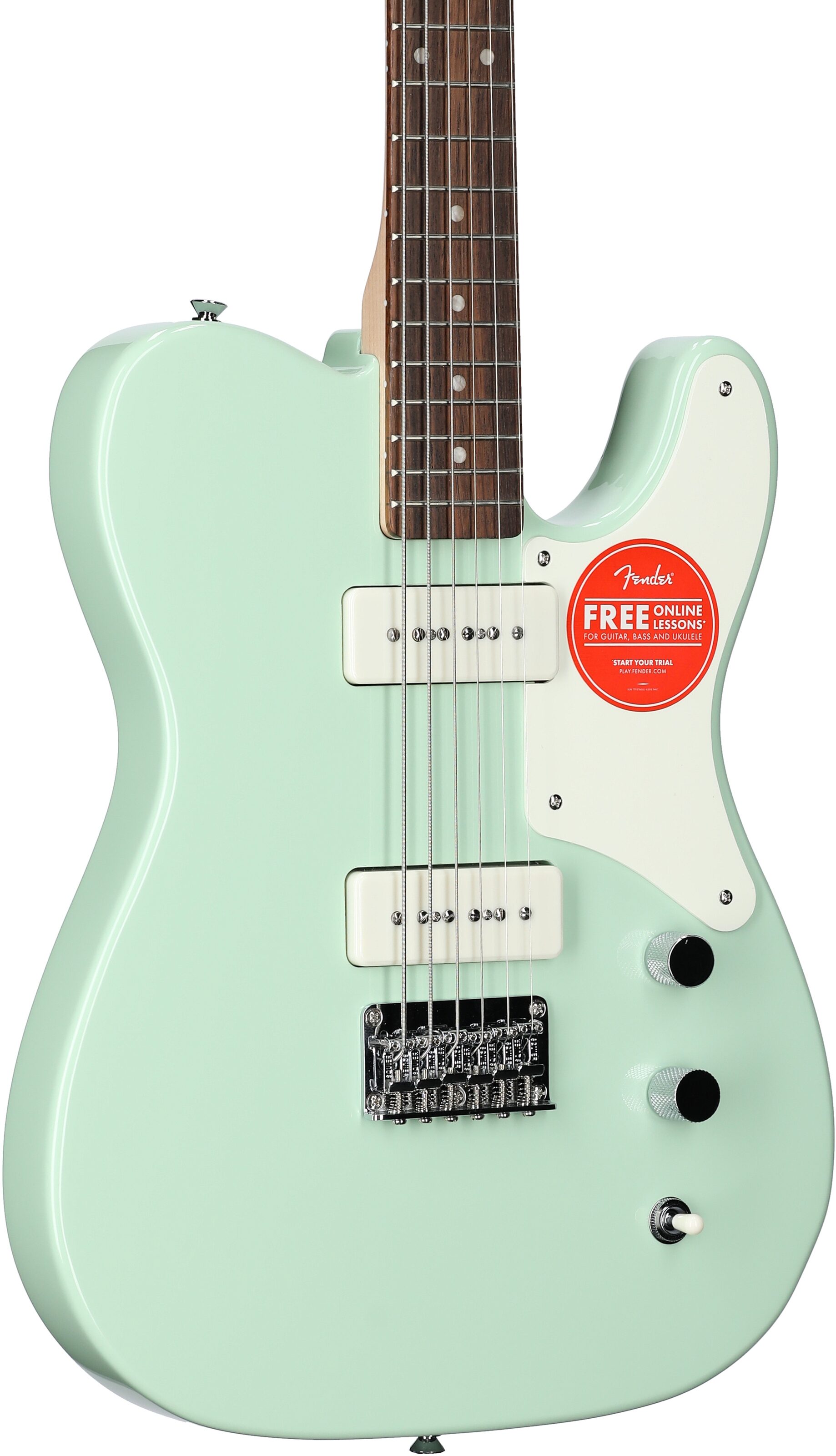 Squier Paranormal Baritone Cabronita Telecaster Electric Guitar, Laurel Fingerboard, Sea Foam, Full Left Front